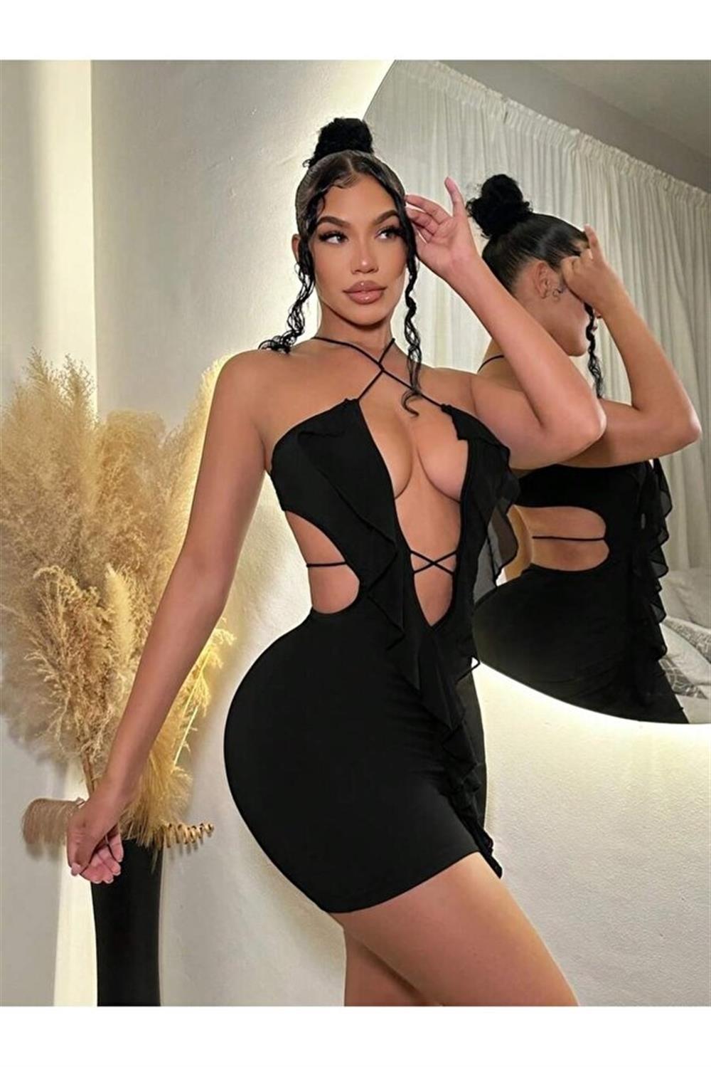Siyah Fantezi Elbise 5086