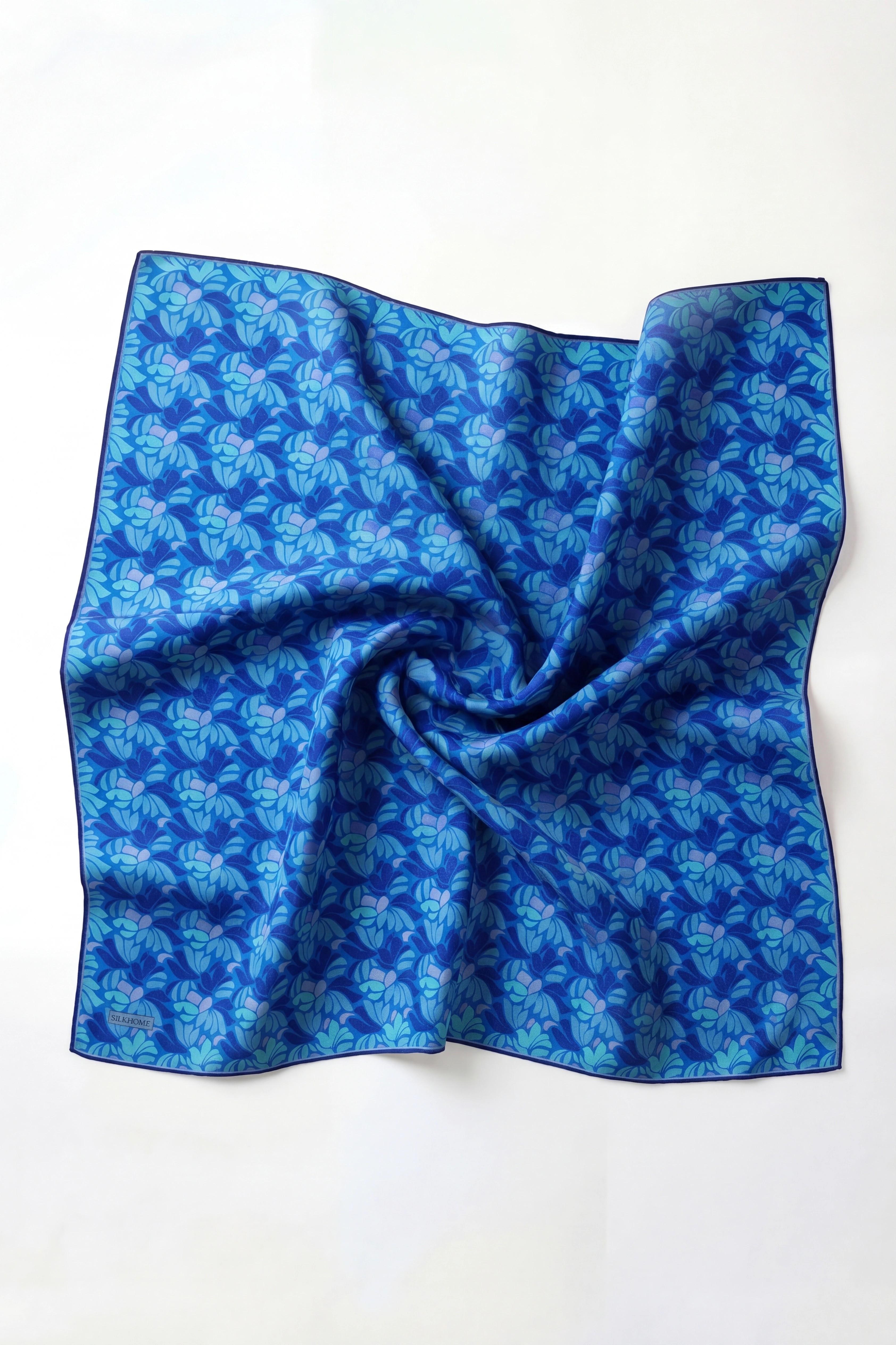 Soft Eşarp Floral Line Lacivert 90x90
