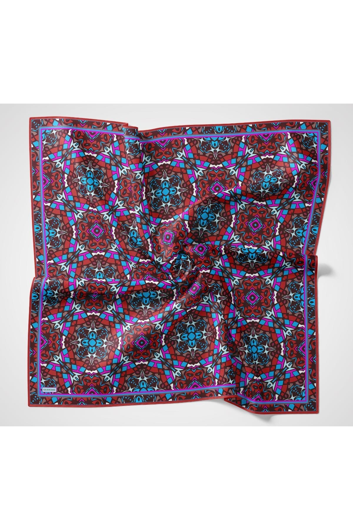 Soft Eşarp Geometrik Bordo 90x90