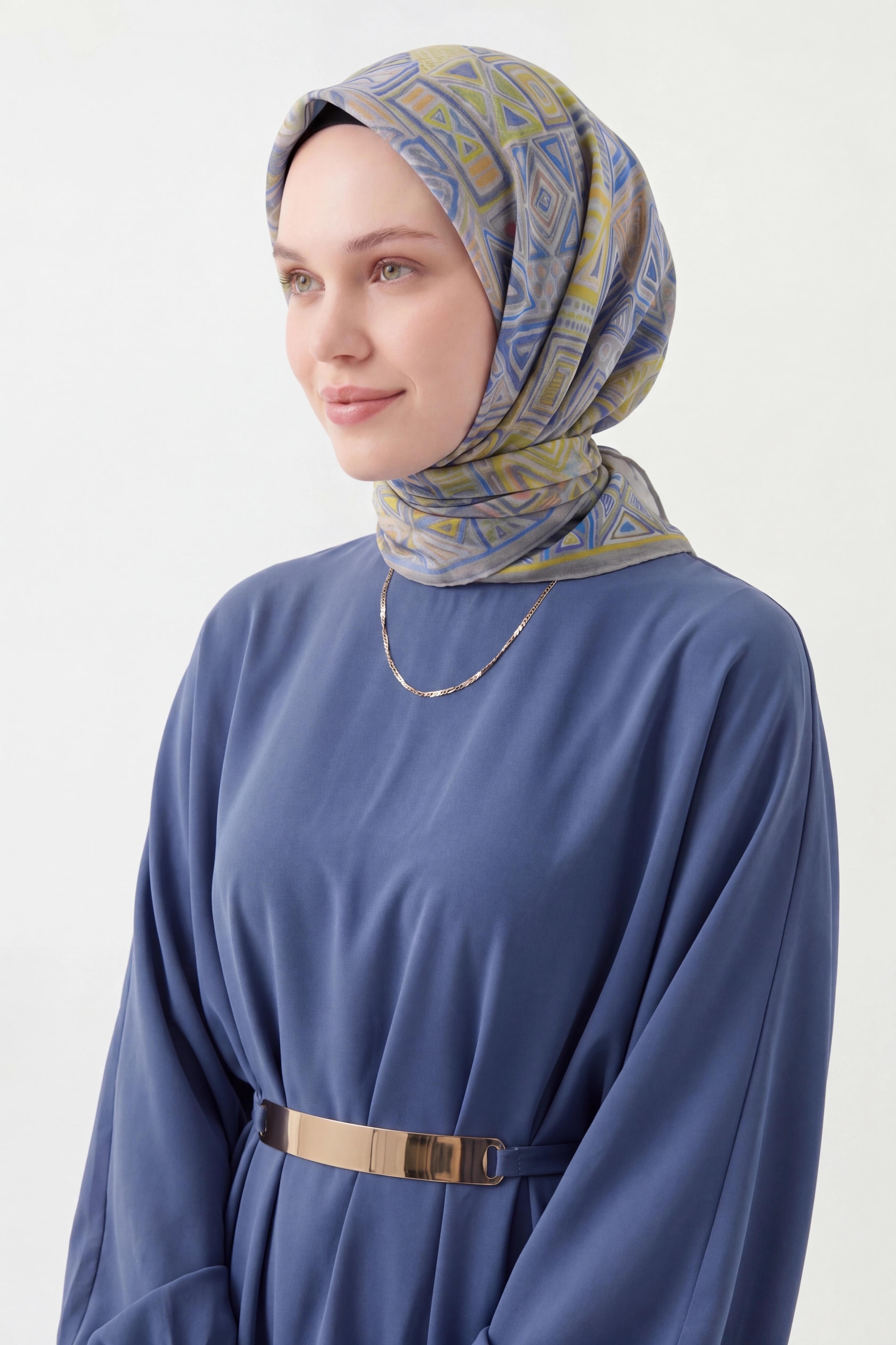 Soft Eşarp Geometrik Gri