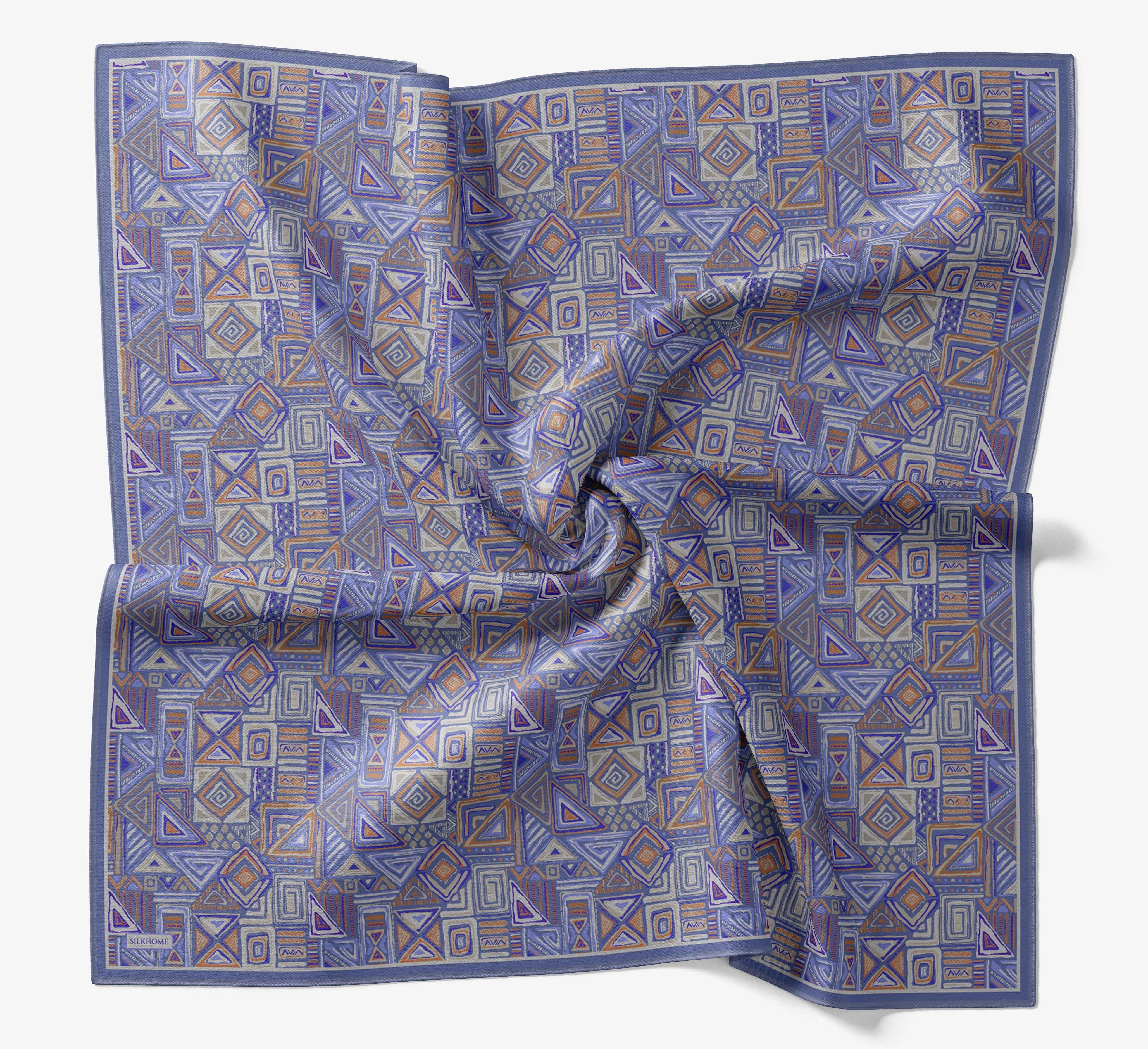 Soft Eşarp Geometrik Mavi
