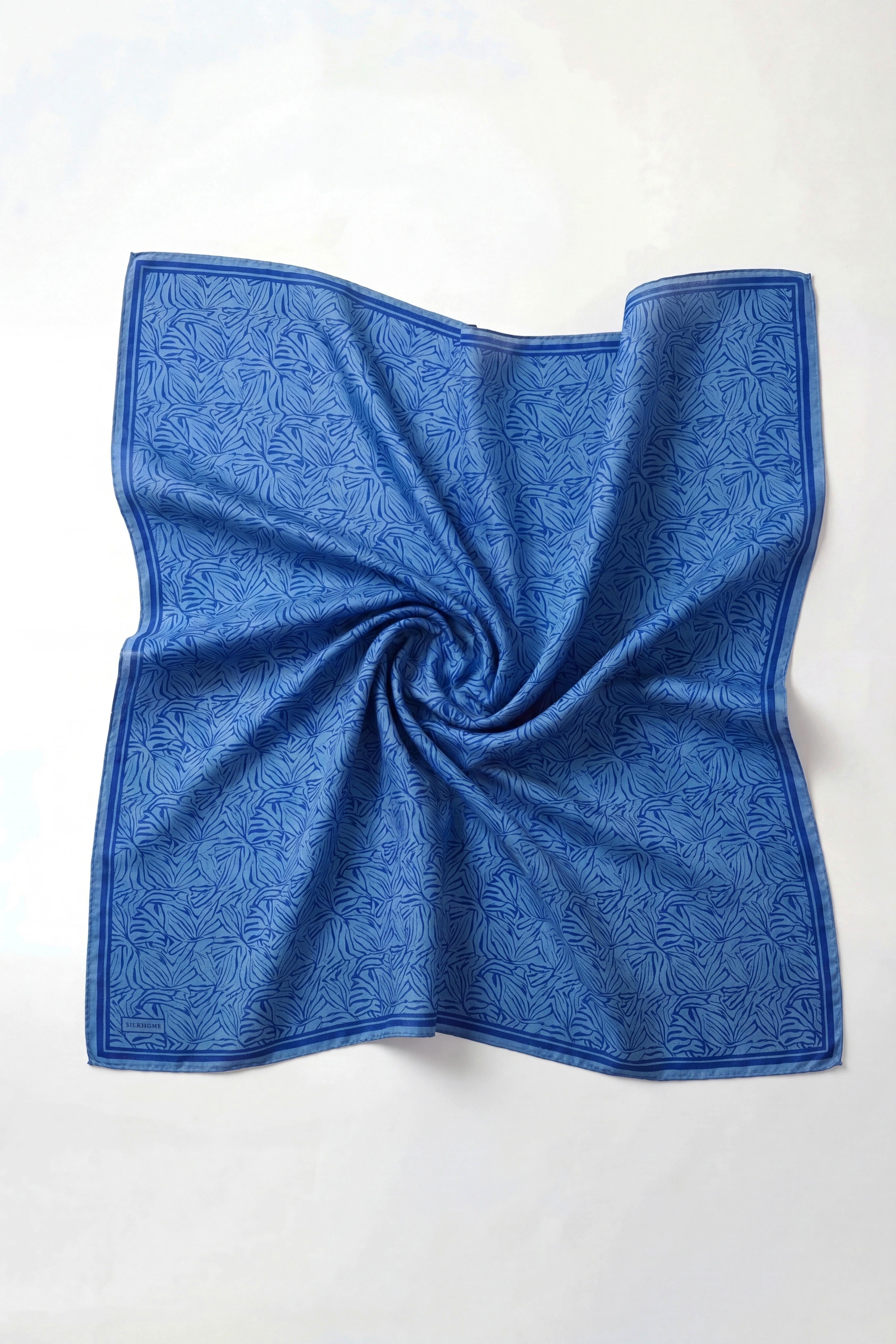 Soft Eşarp Lina Flora Gök Mavi 90x90
