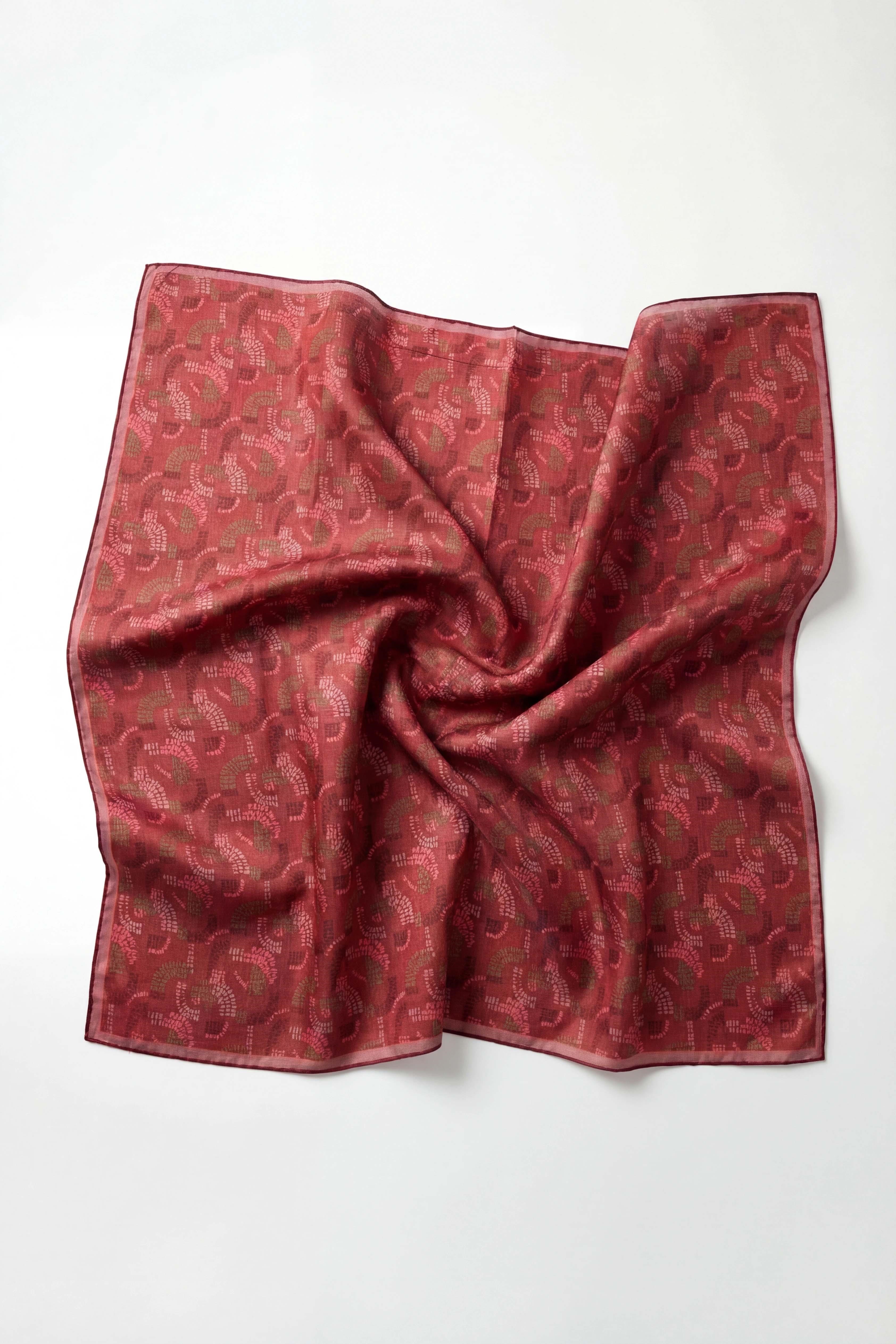 Soft Eşarp Melodi Desen Kırmızı 90x90