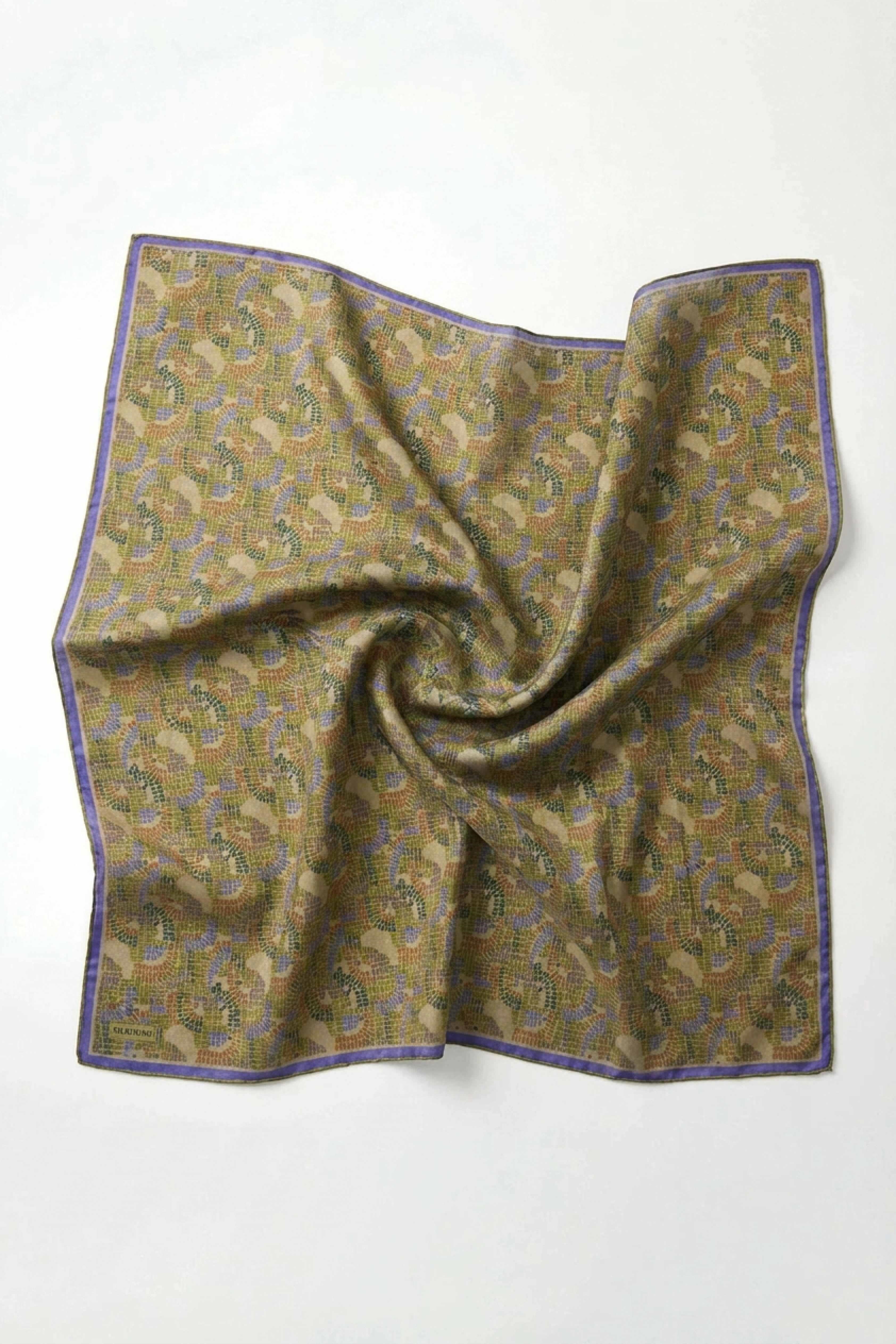 Soft Eşarp Melodi Desen Olive 90x90