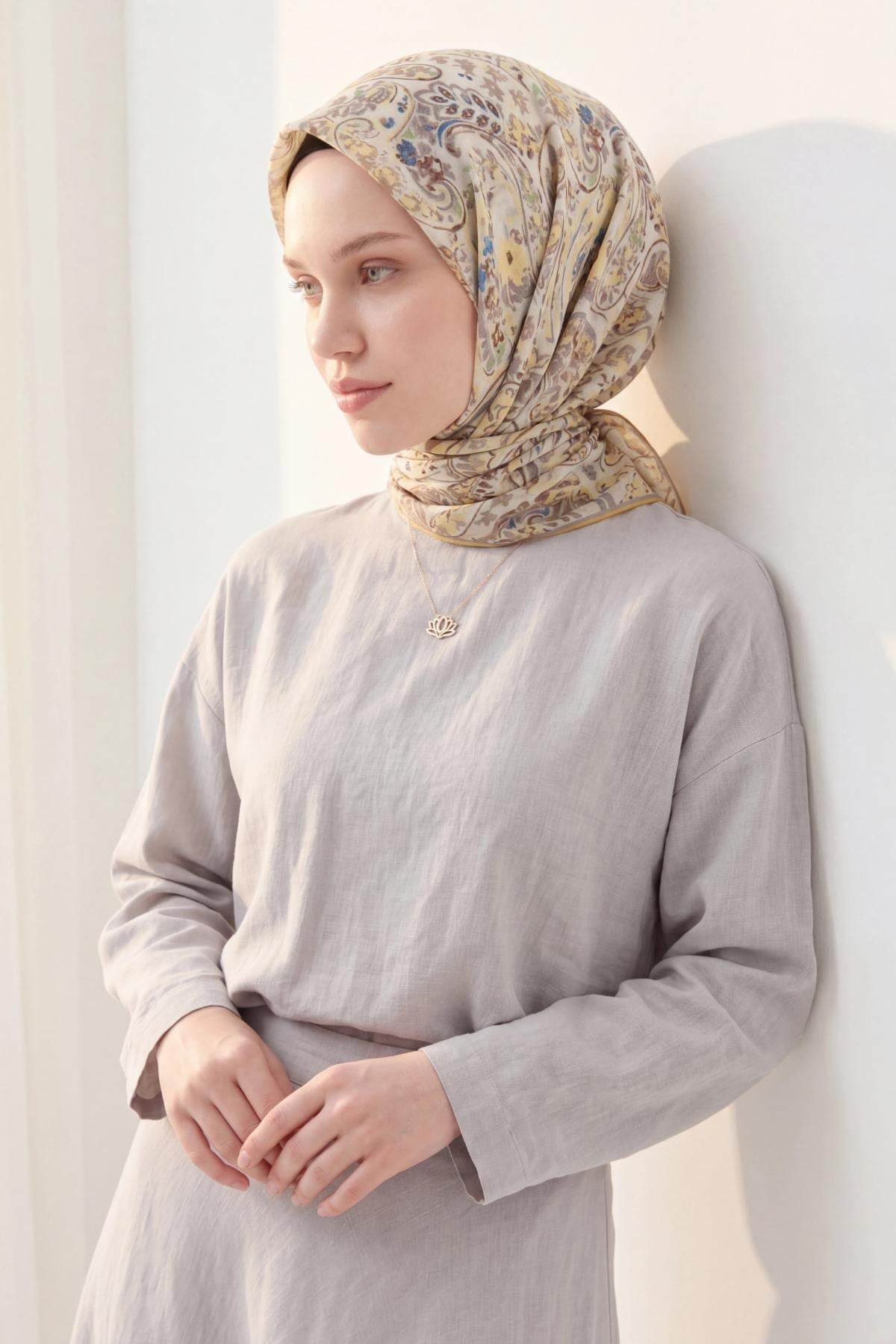 Soft Eşarp Perla Açık Sarı 90x90