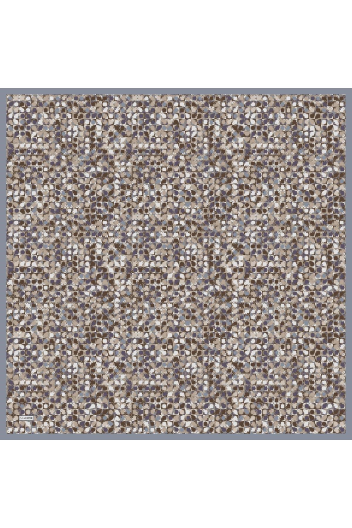 Soft Eşarp Retro Mozaik Gri 90x90