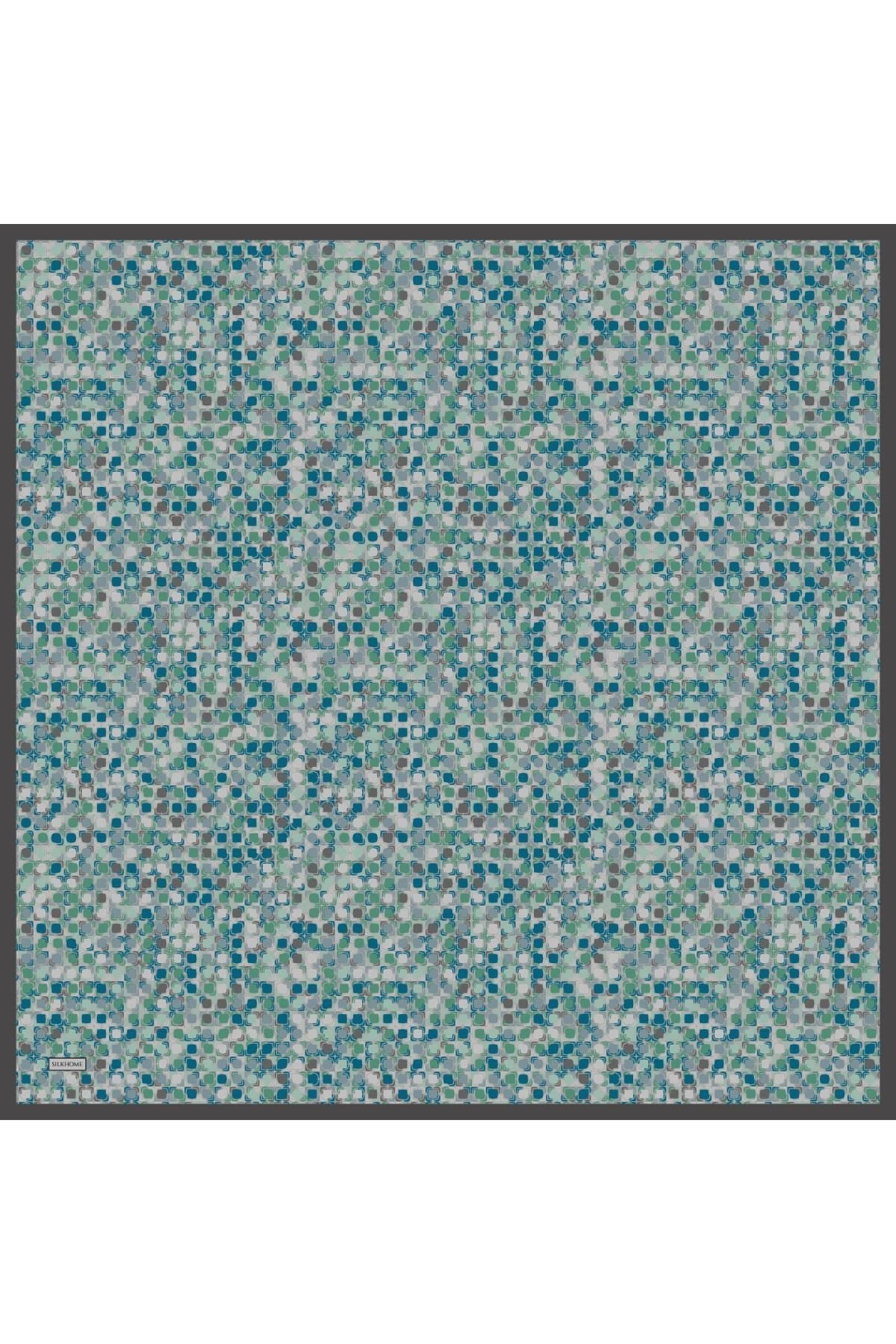 Soft Eşarp Retro Mozaik Turkuaz 90x90