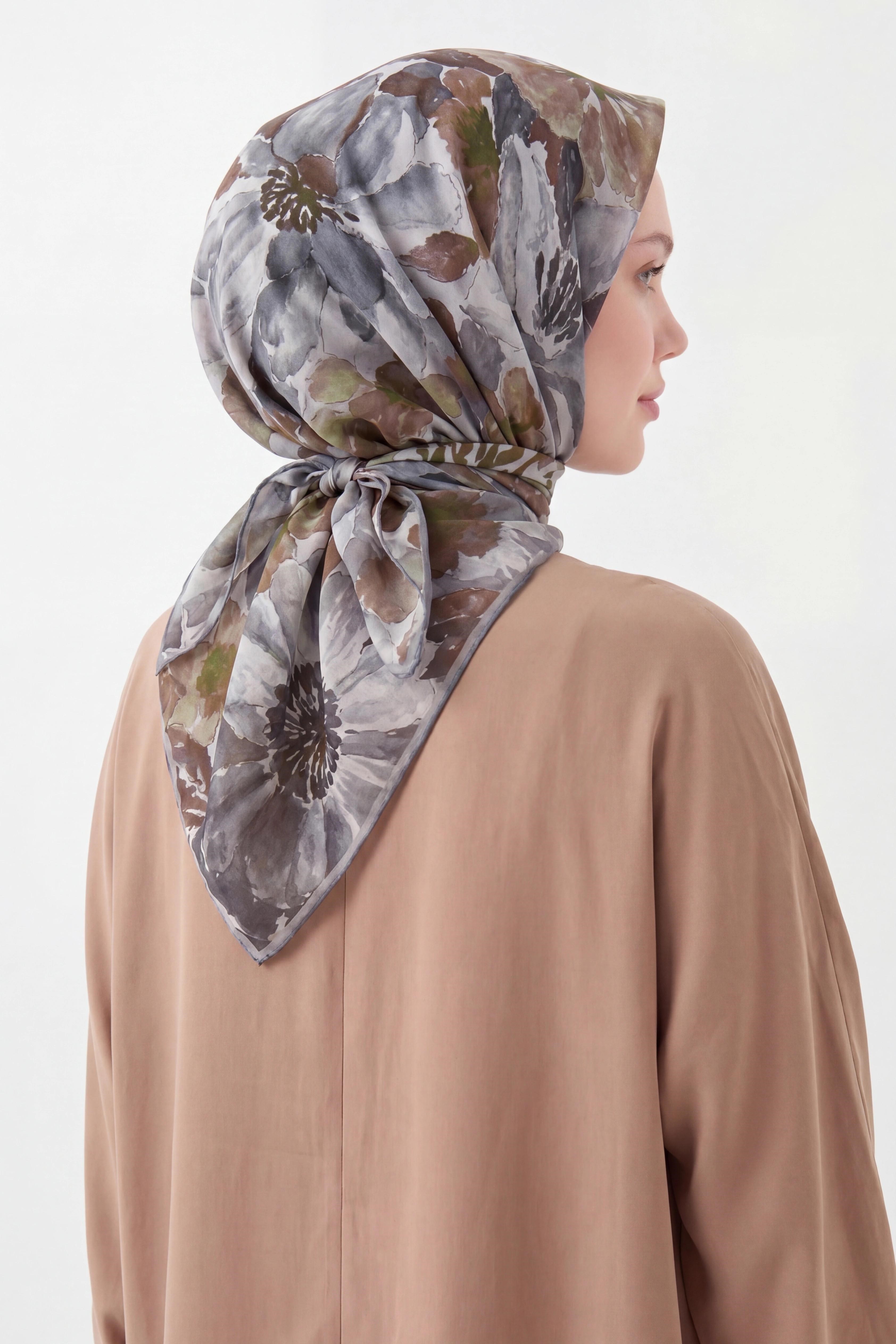 Soft Eşarp Suluboya Koyu Gri 90x90