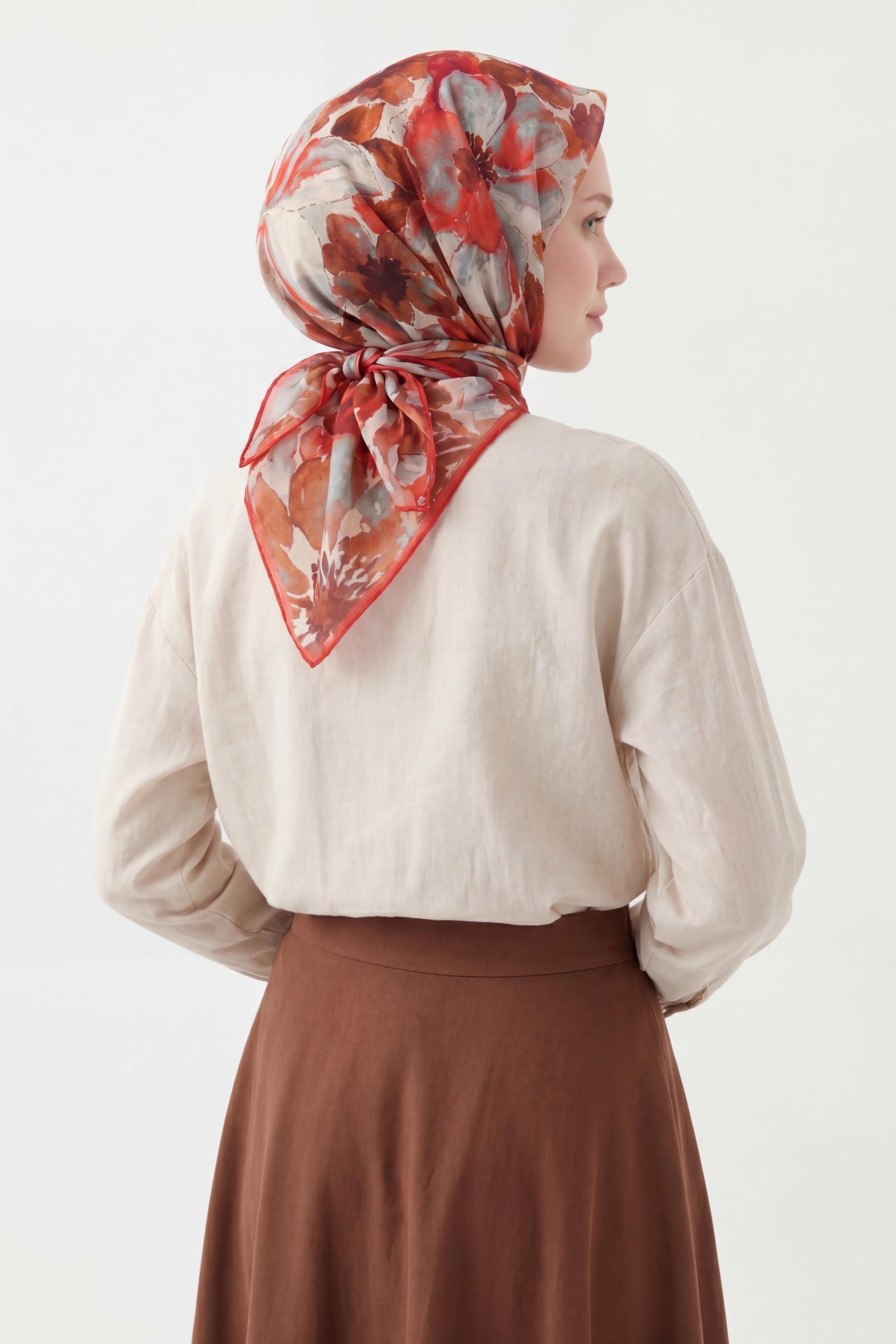 Soft Eşarp Suluboya Parlak Kırmızı 90x90