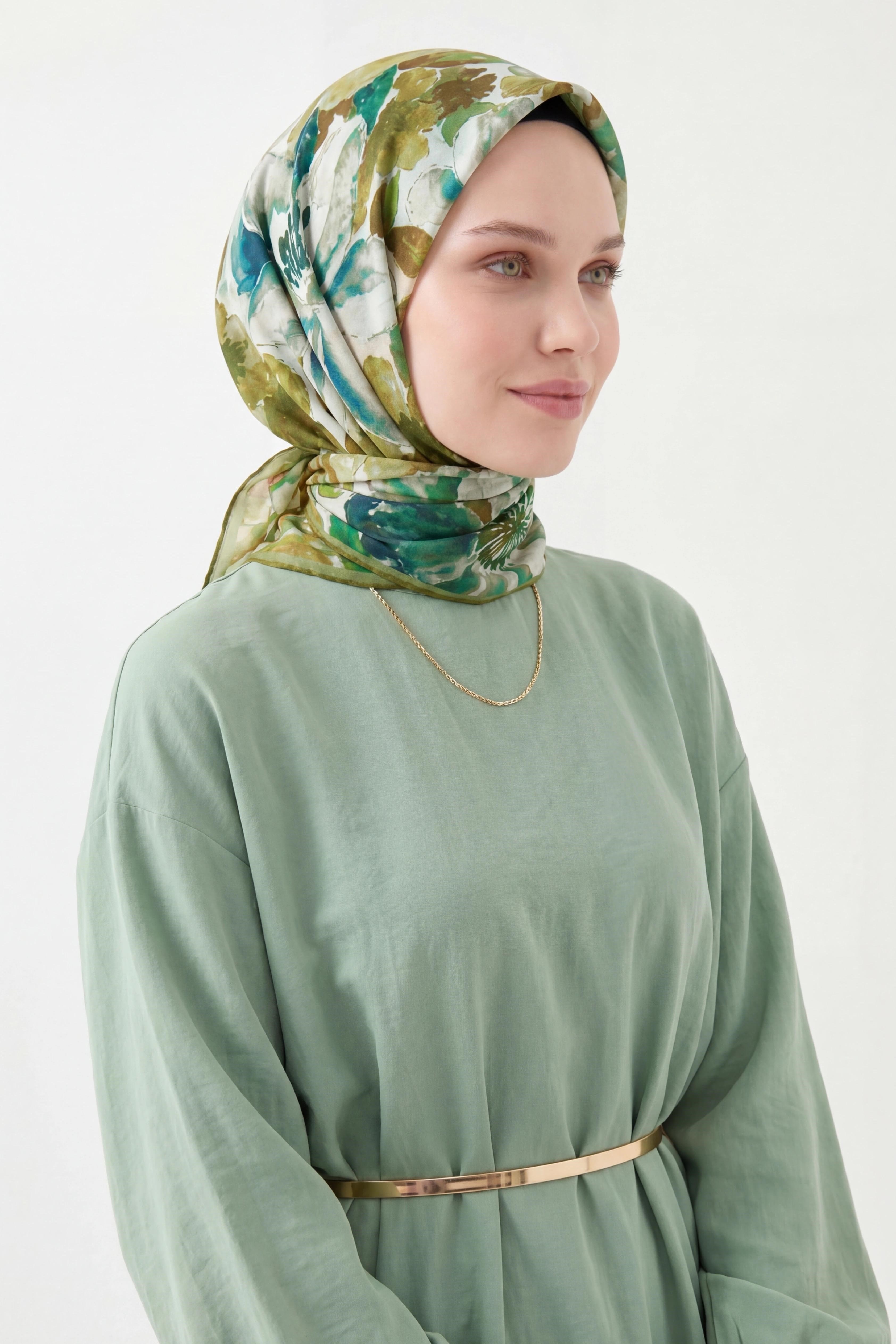 Soft Eşarp Suluboya Parlak Yeşil 90x90