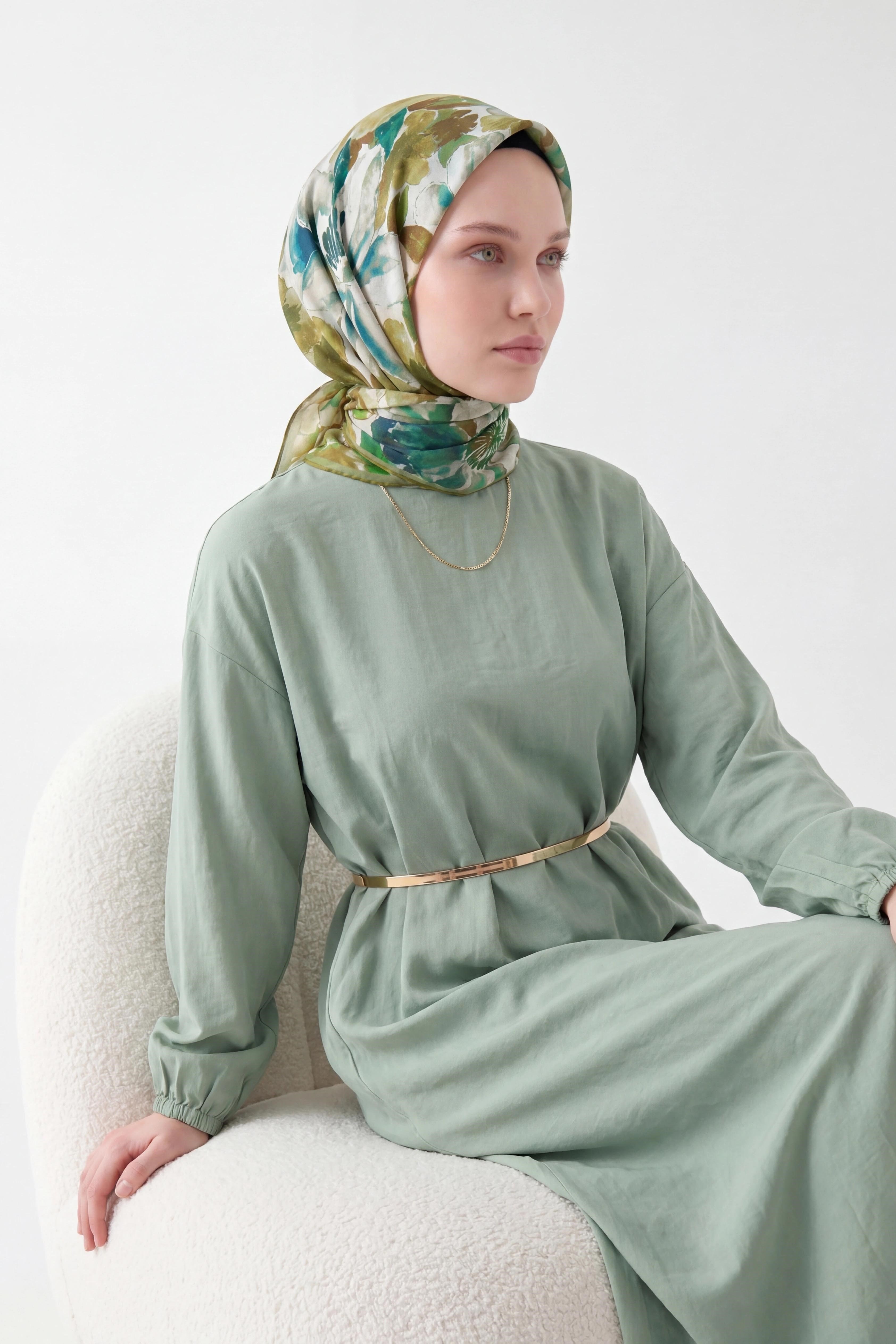 Soft Eşarp Suluboya Parlak Yeşil 90x90