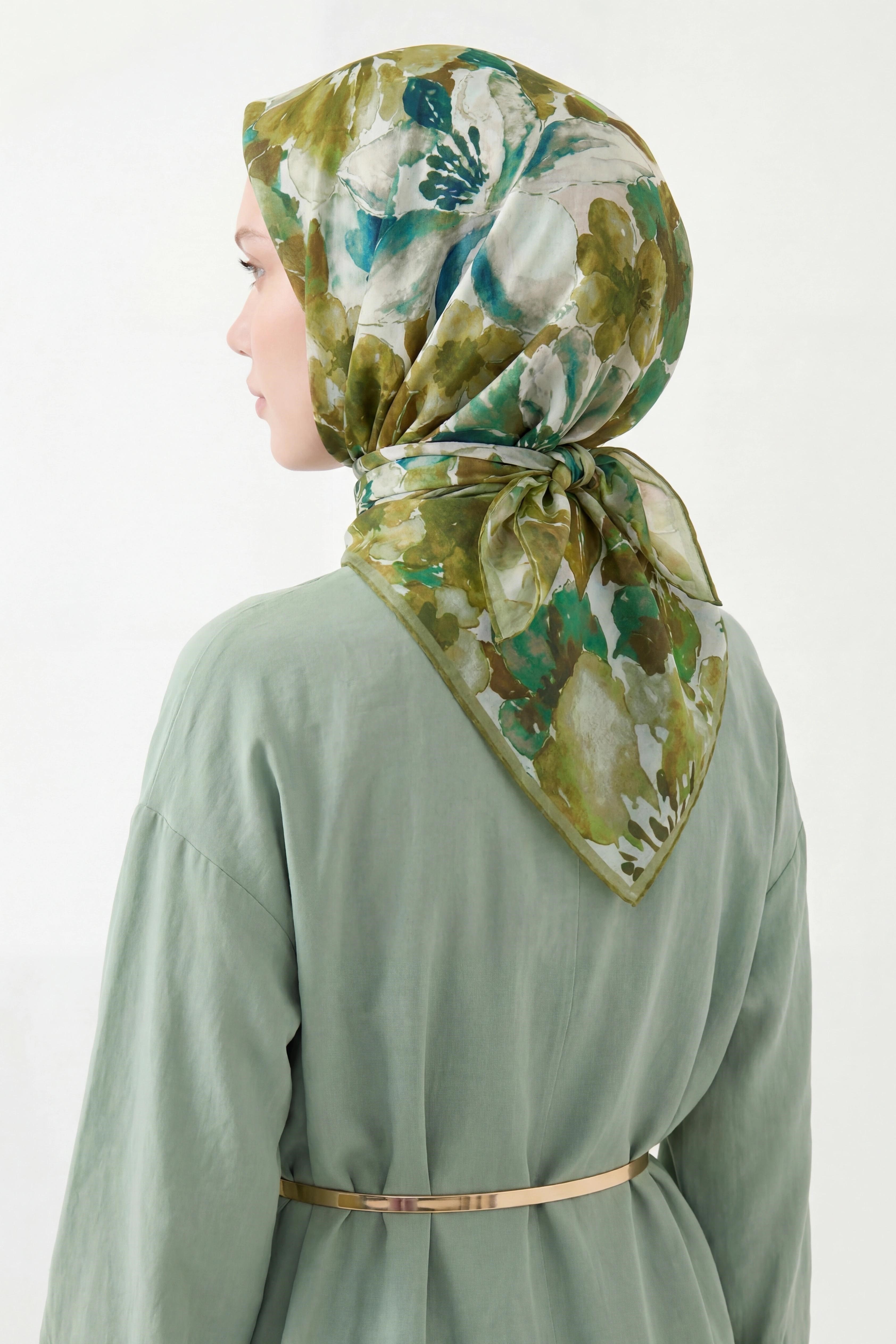 Soft Eşarp Suluboya Parlak Yeşil 90x90