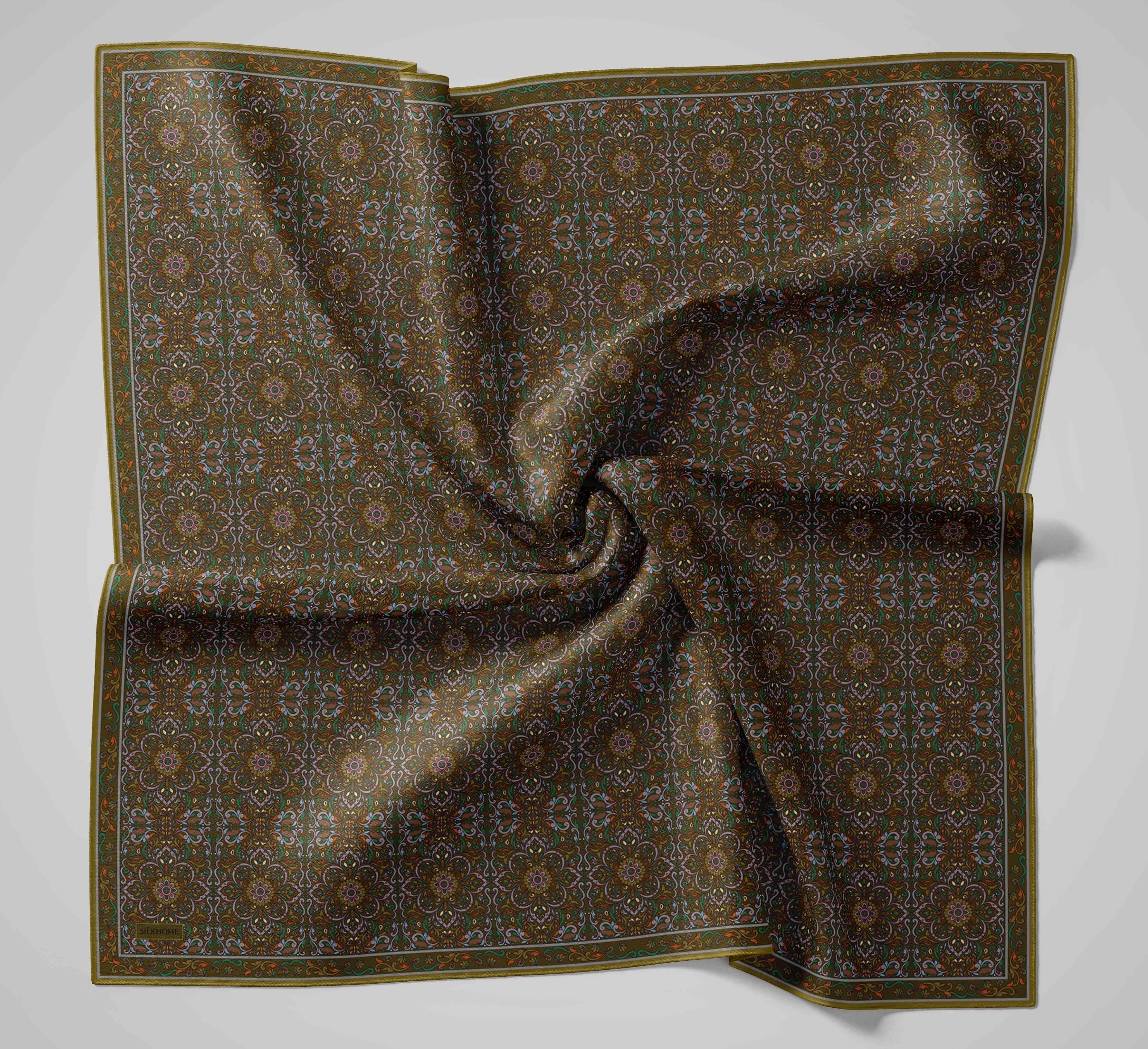 Soft Eşarp Yeşil Kahve 90x90