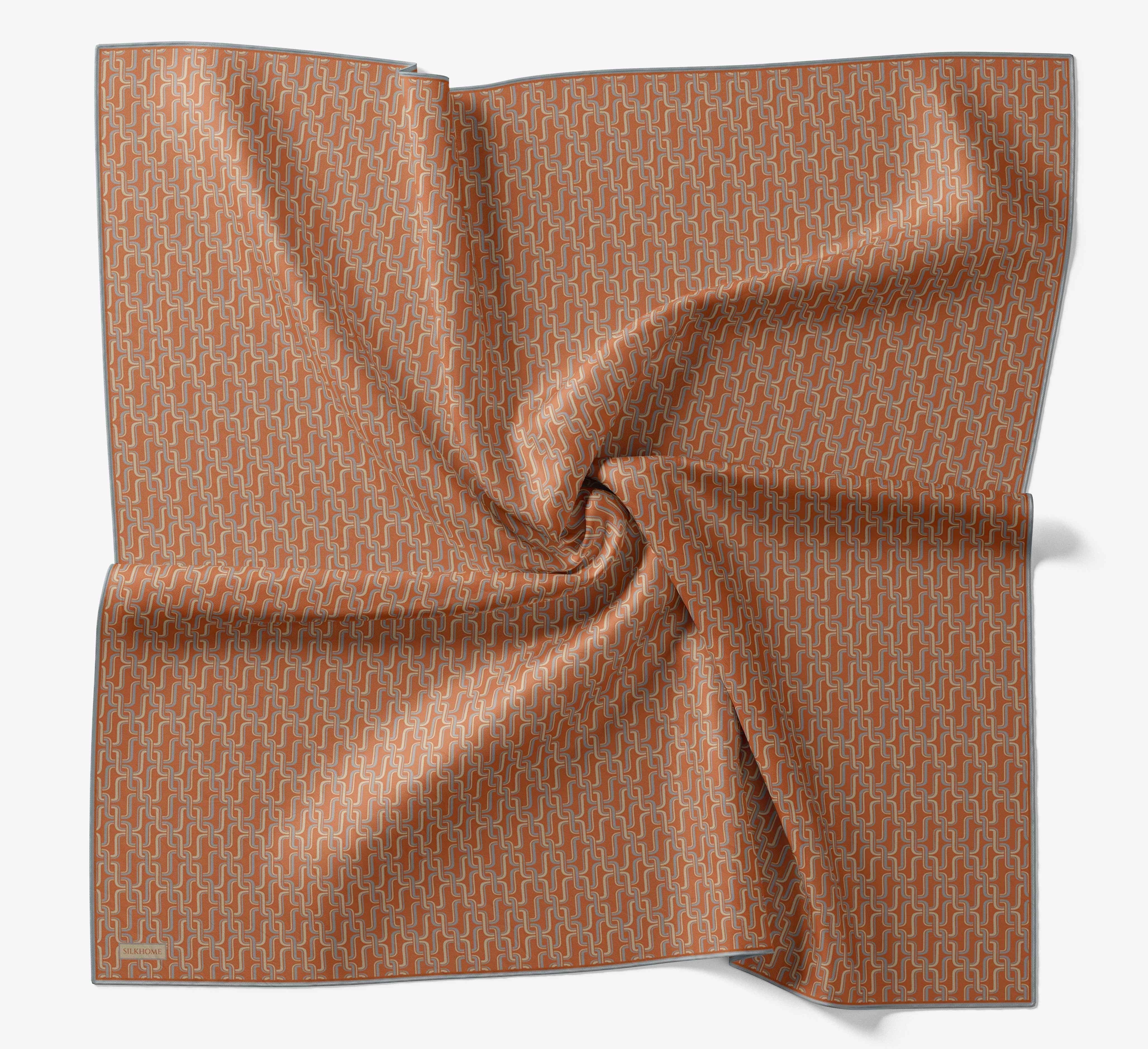 Soft Eşarp Zincir Desen Koyu Turuncu 90x90