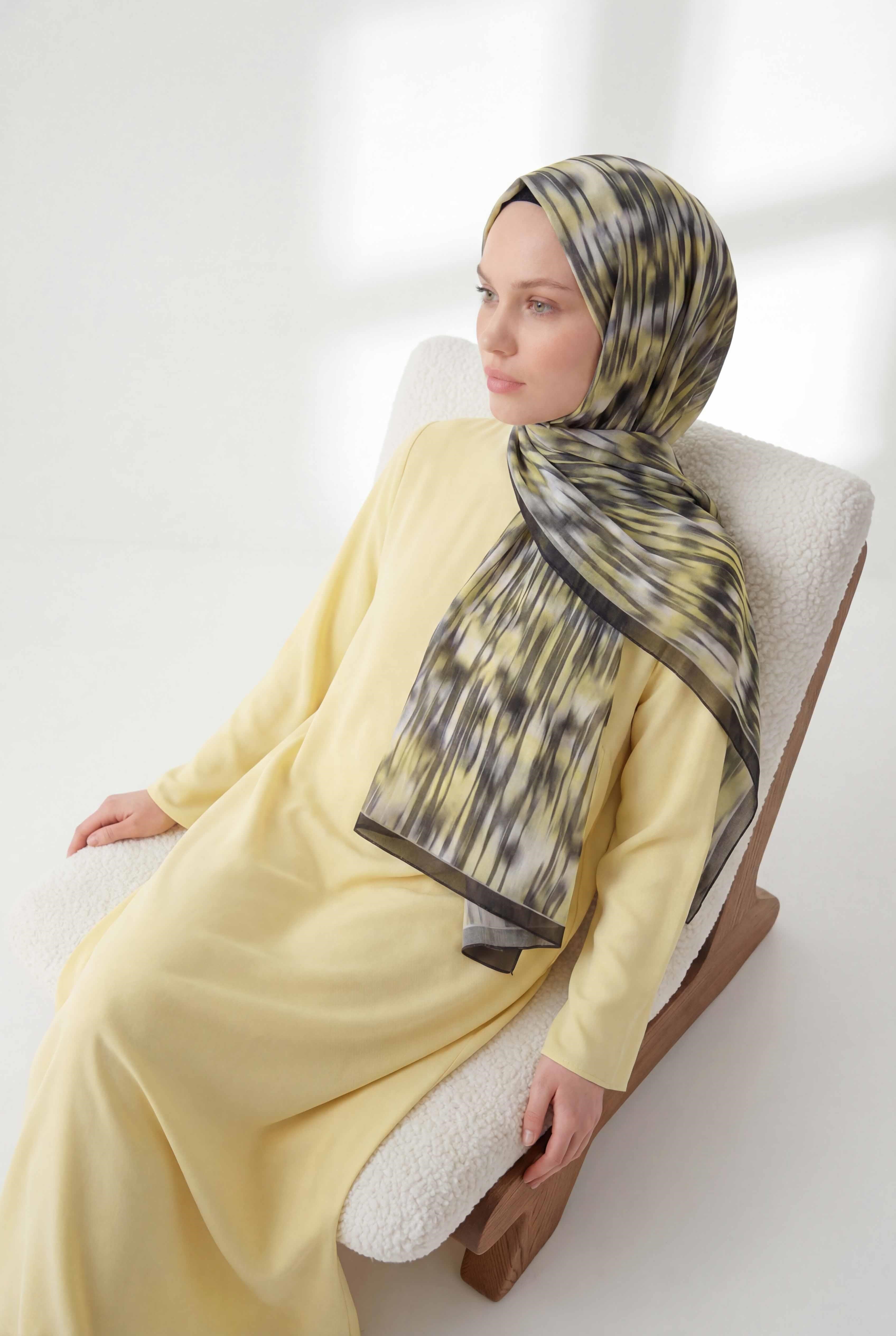 Su Yolu Desen Koyu Yeşil 75X195 Soft Şal