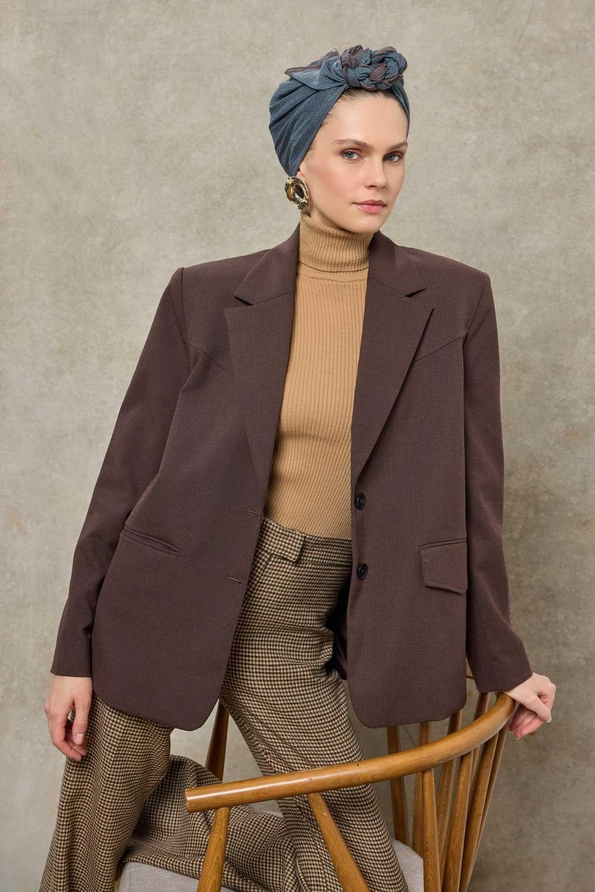 Tencel Monare Eşarp Labirent Desen Petrol Mavisi 90X90