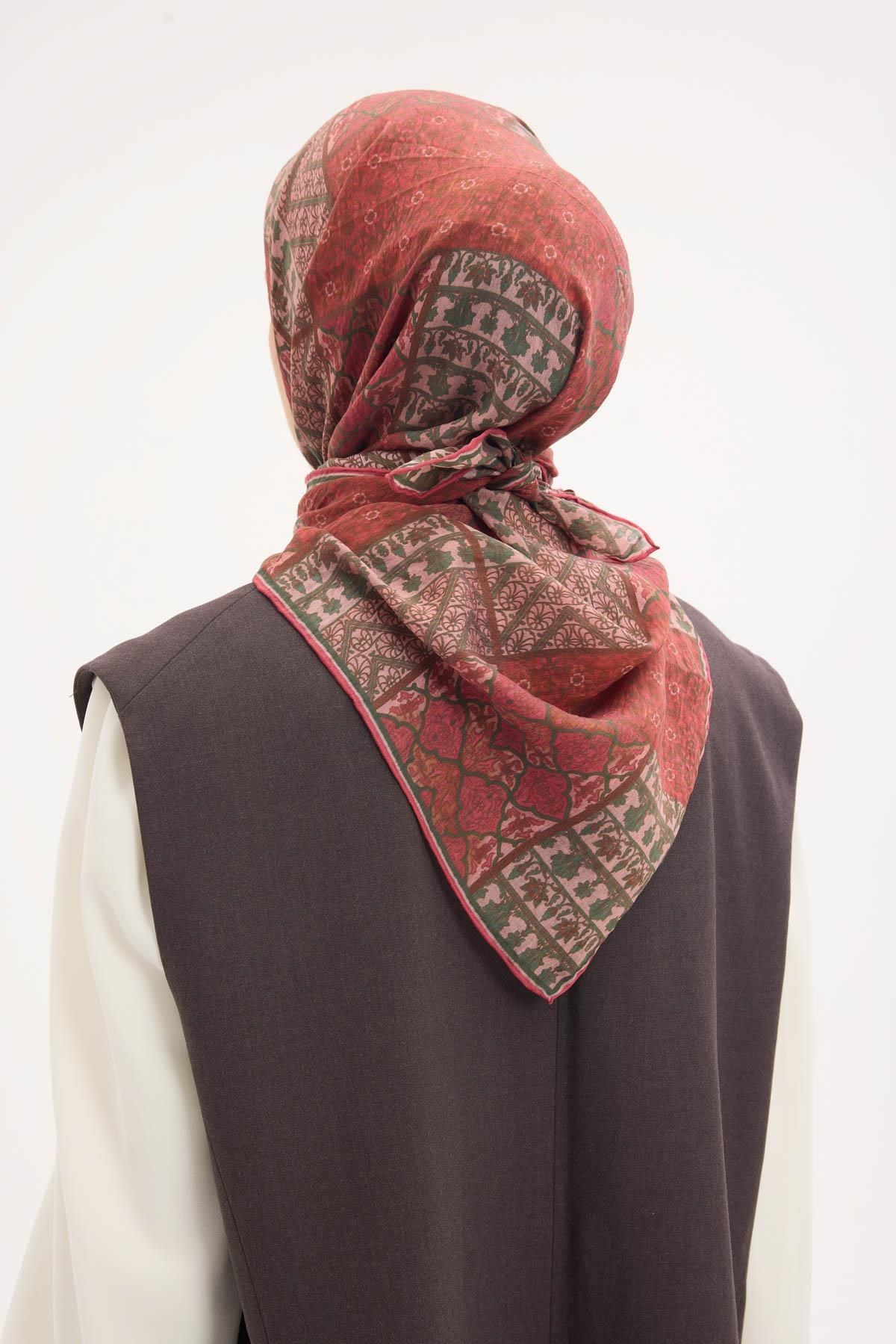 Tencel Monare Eşarp Osmanlı Desen Narçiçeği 90X90
