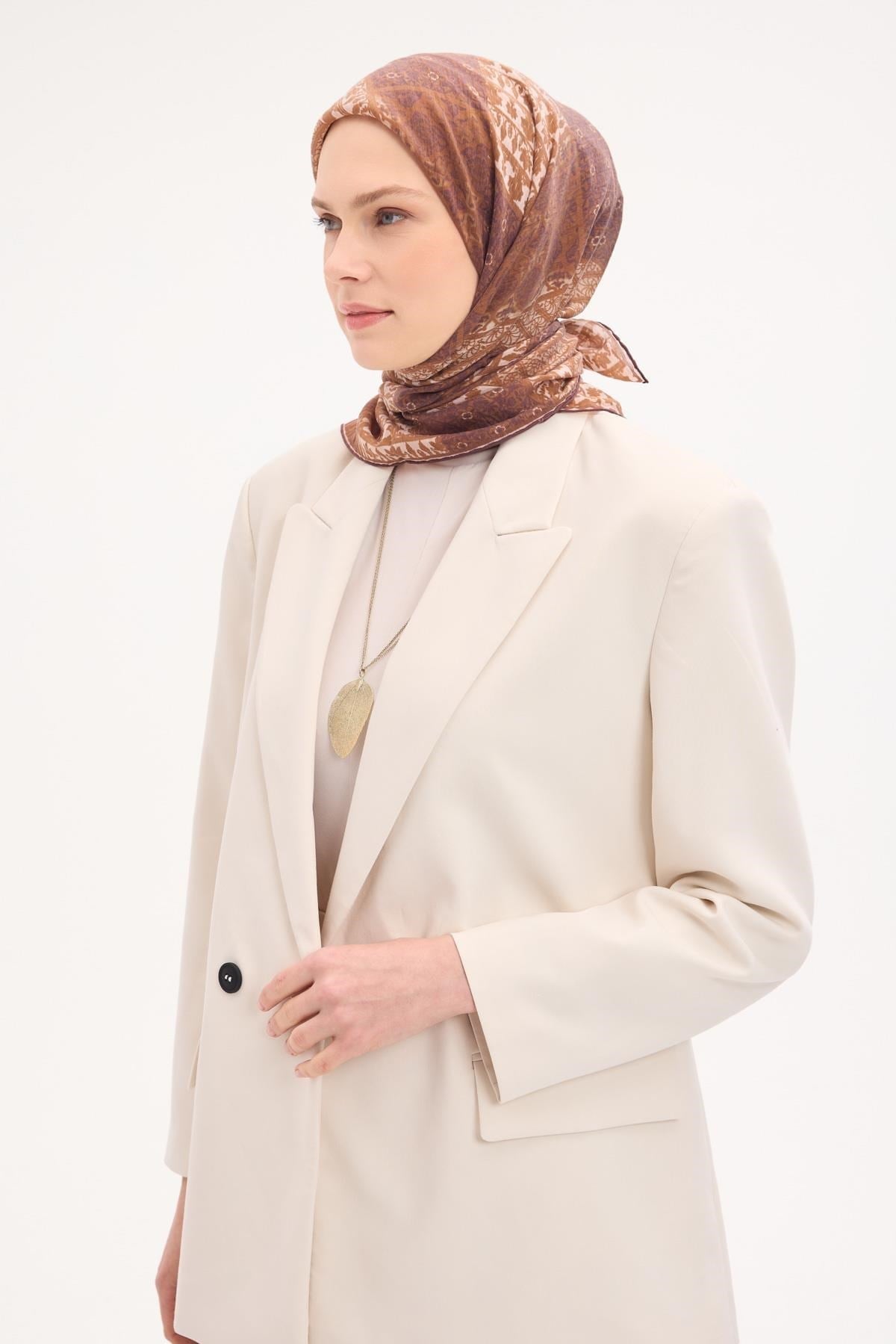 Tencel Monare Eşarp Osmanlı Desen Taba 90X90