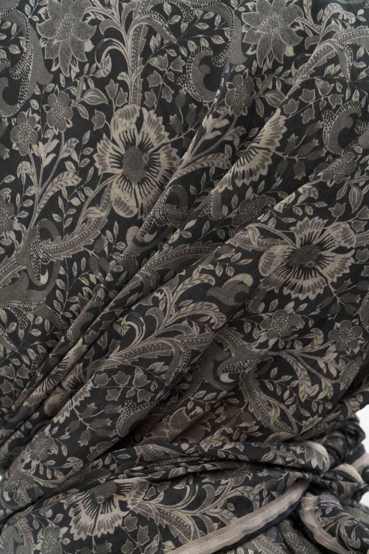 Tencel Monare Eşarp Papatya Desen Soluk Siyah 90X90