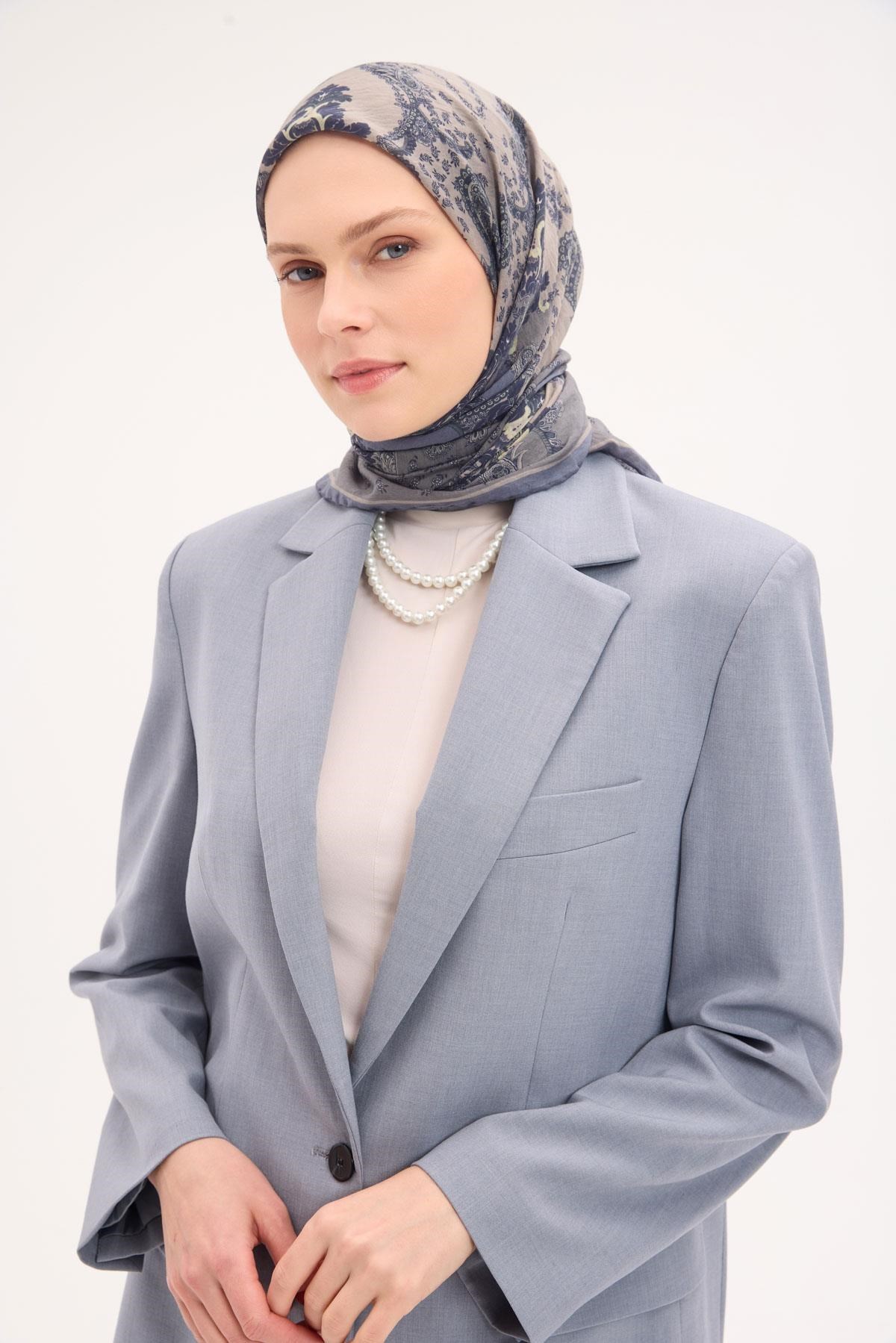 Tencel Monare Eşarp Şal Desen Küf Yeşili 90x90