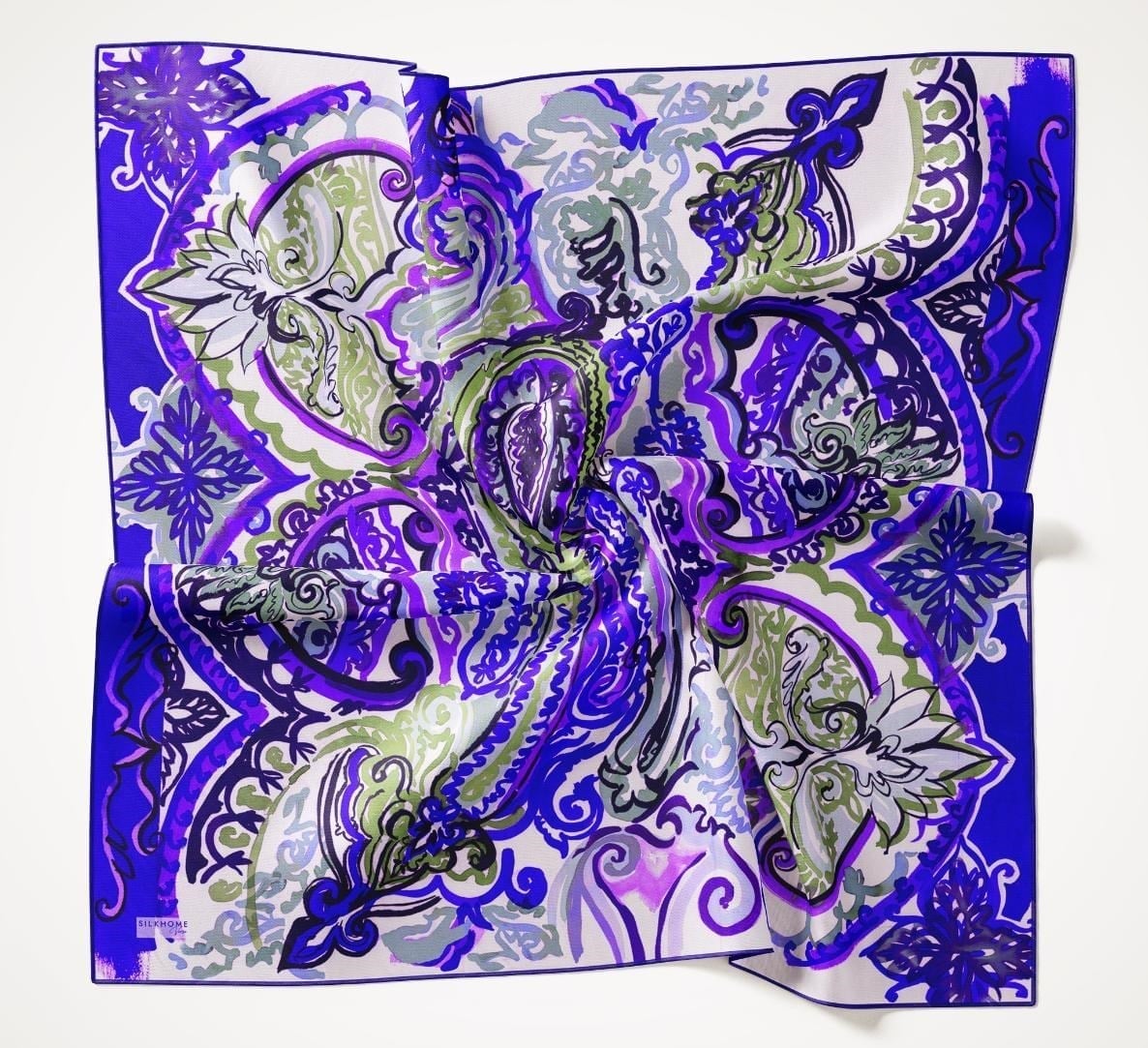 Twill İpek Eşarp Art Desen Canlı Mor 90x90