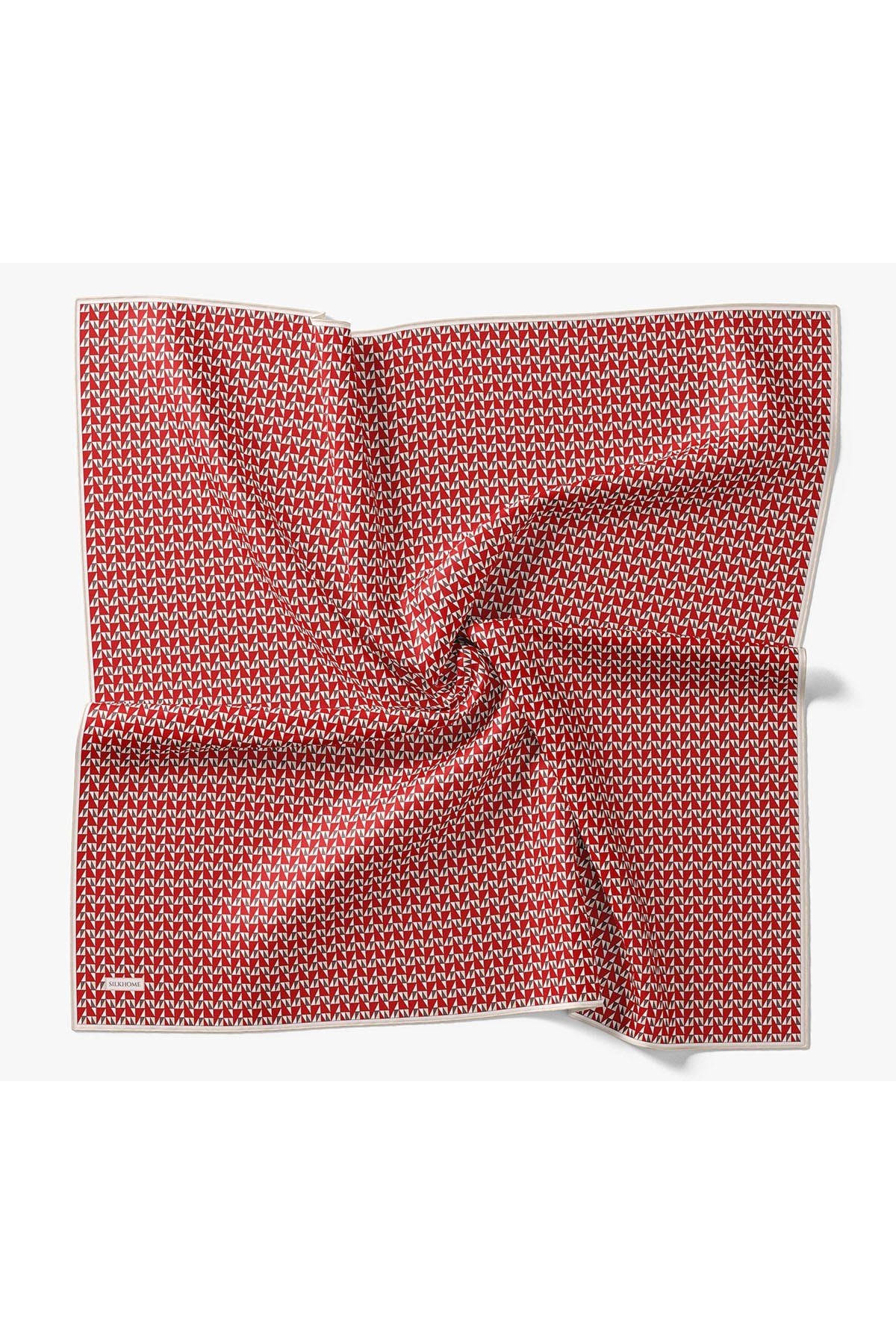 Twill İpek Eşarp Geometric Pattern Kırmızı