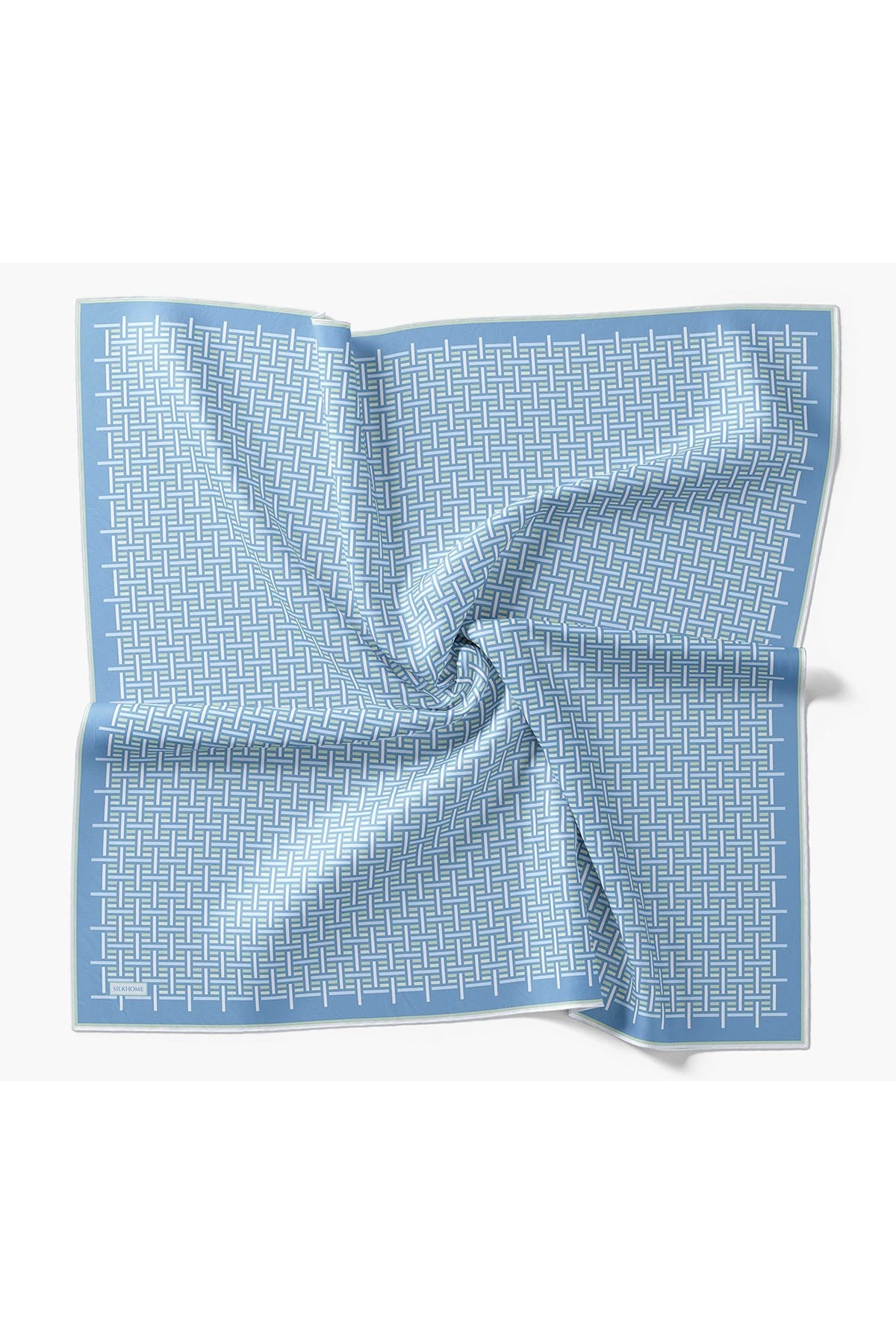 Twill İpek Eşarp Geometrik Mavi