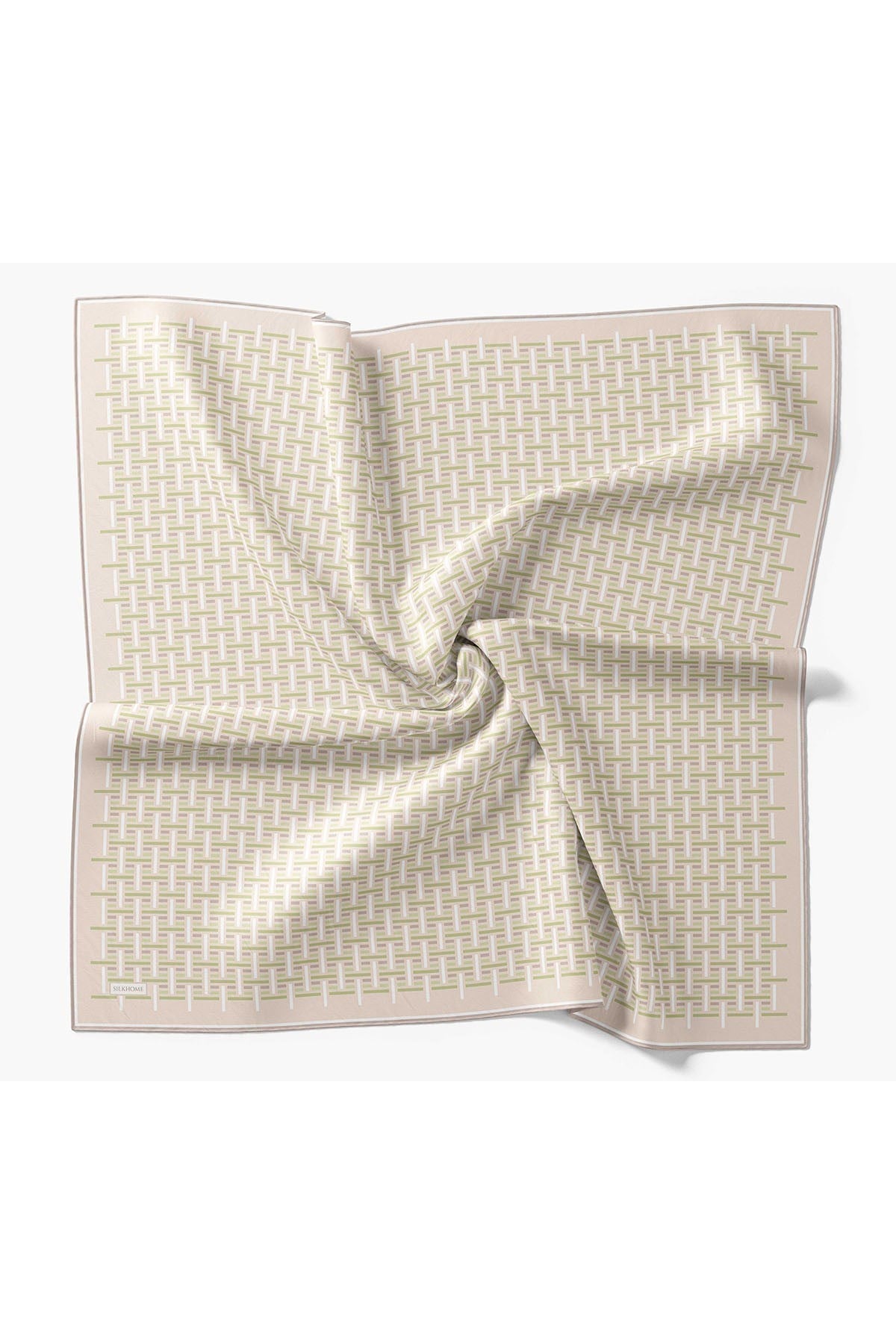 Twill İpek Eşarp Geometrik Pudra