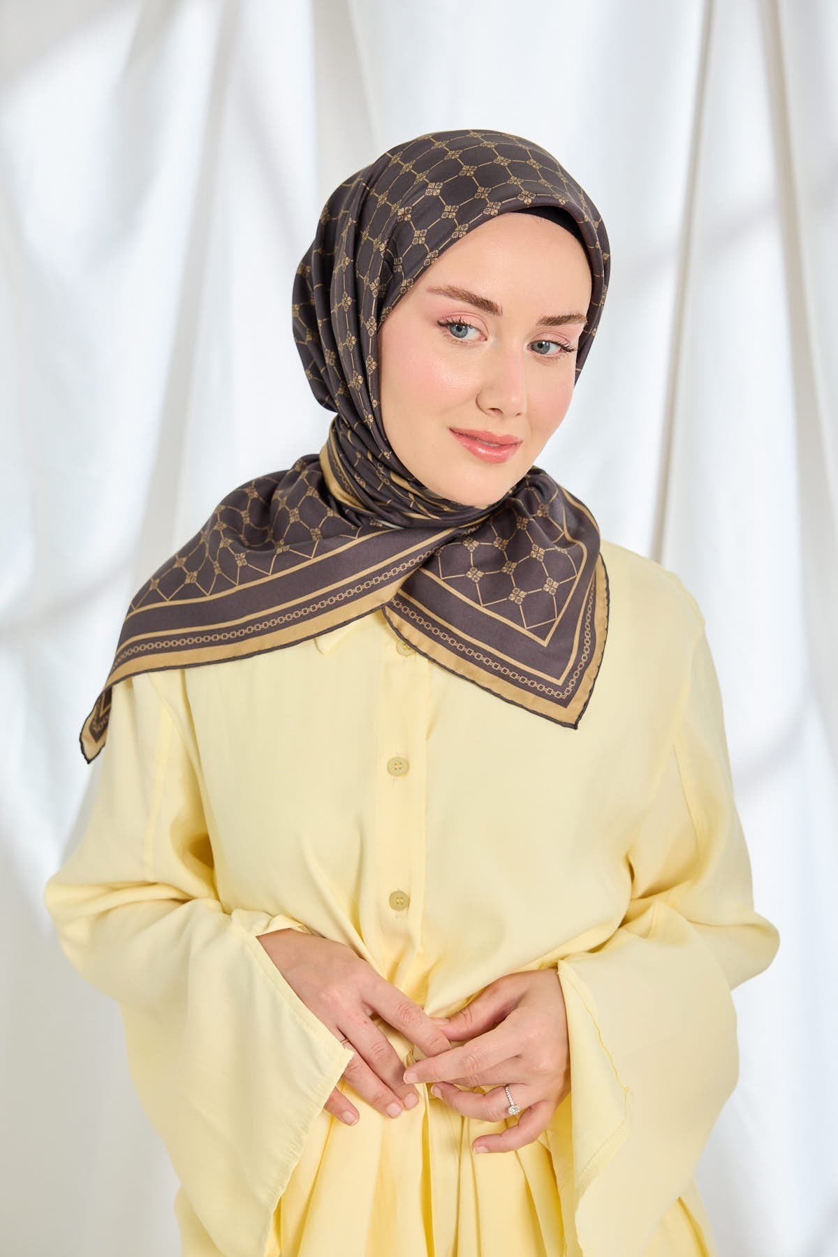 Twill İpek Eşarp Monogram Acı Kahve
