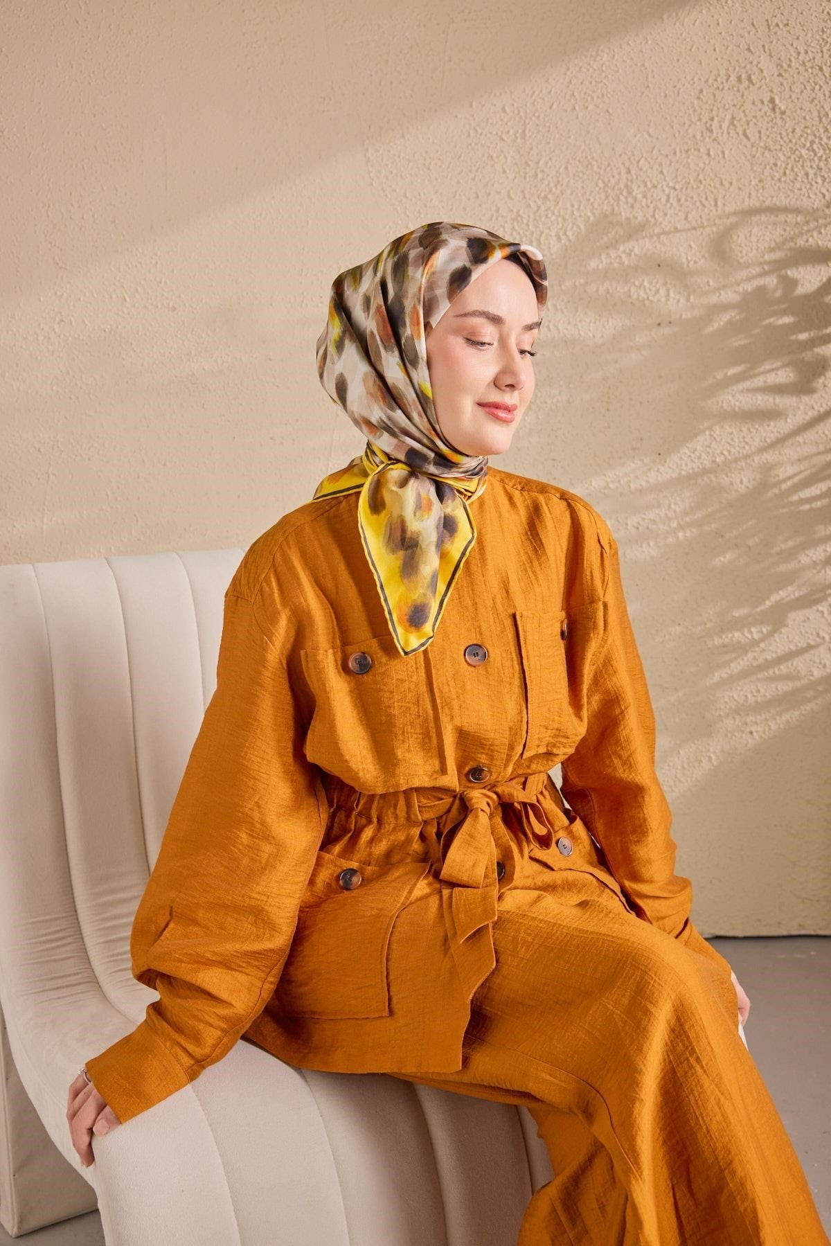 Twill İpek Eşarp Noiré Sarı 90x90