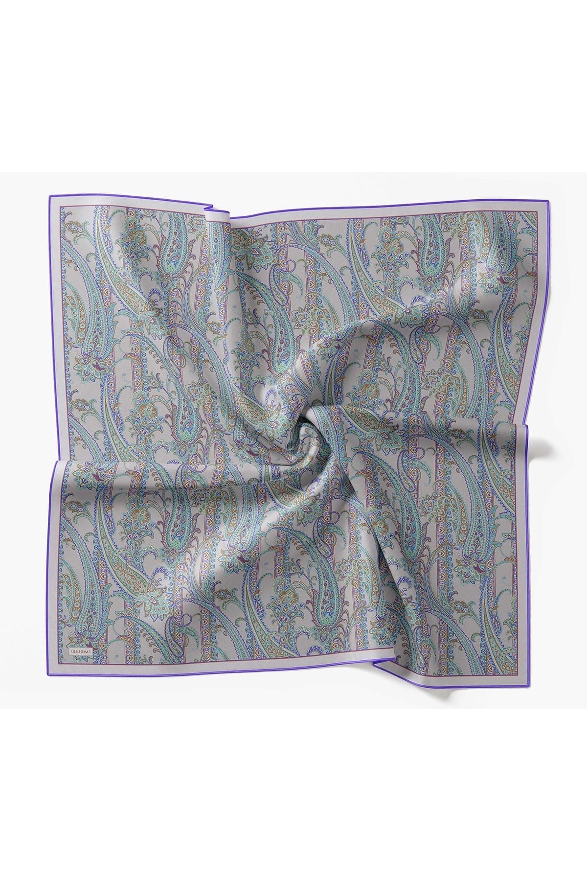Twill İpek Eşarp Ottoman Paisley Gümüş