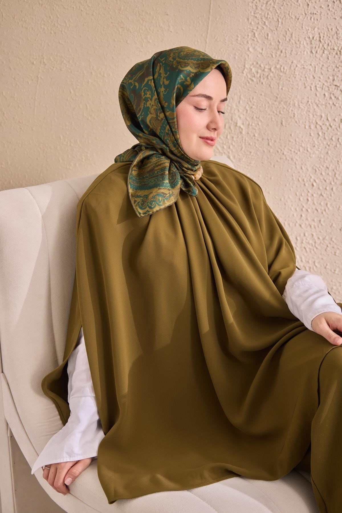 Twill İpek Eşarp Royale Şal Desen Petrol Mavisi 90