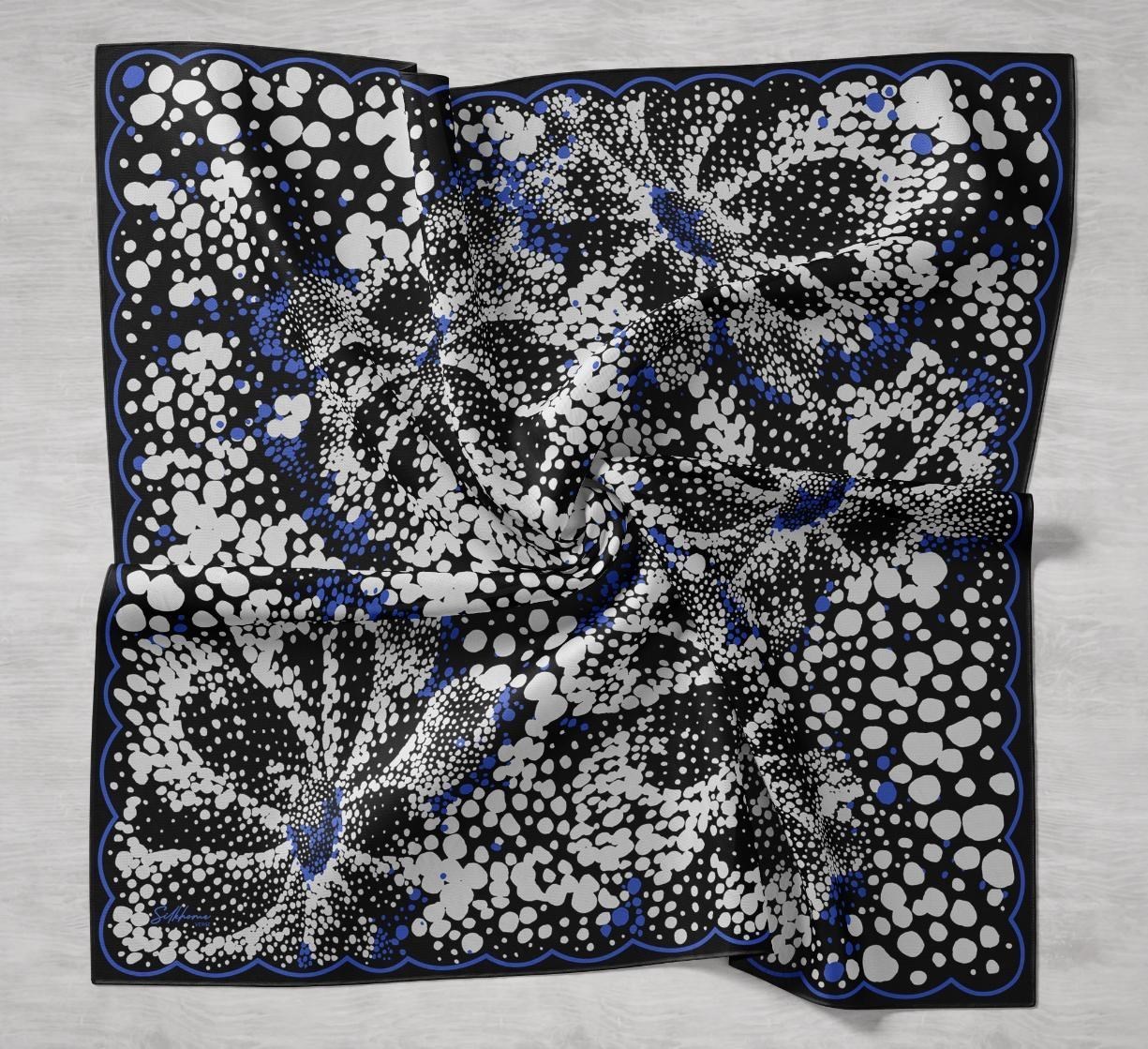 Twill İpek Eşarp Samanyolu Siyah 90x90