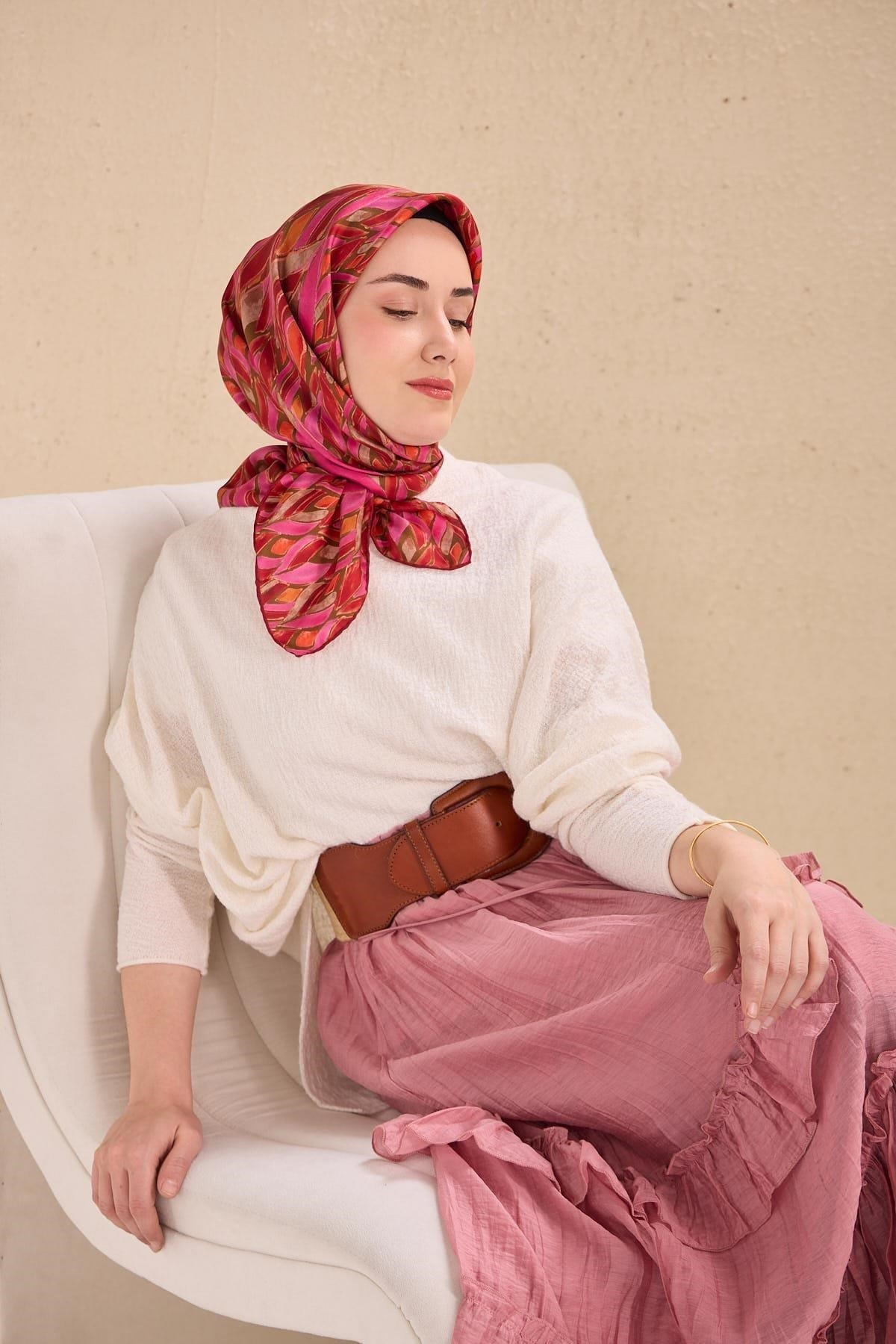 Twill İpek Eşarp Serenit Fuşya 90x90