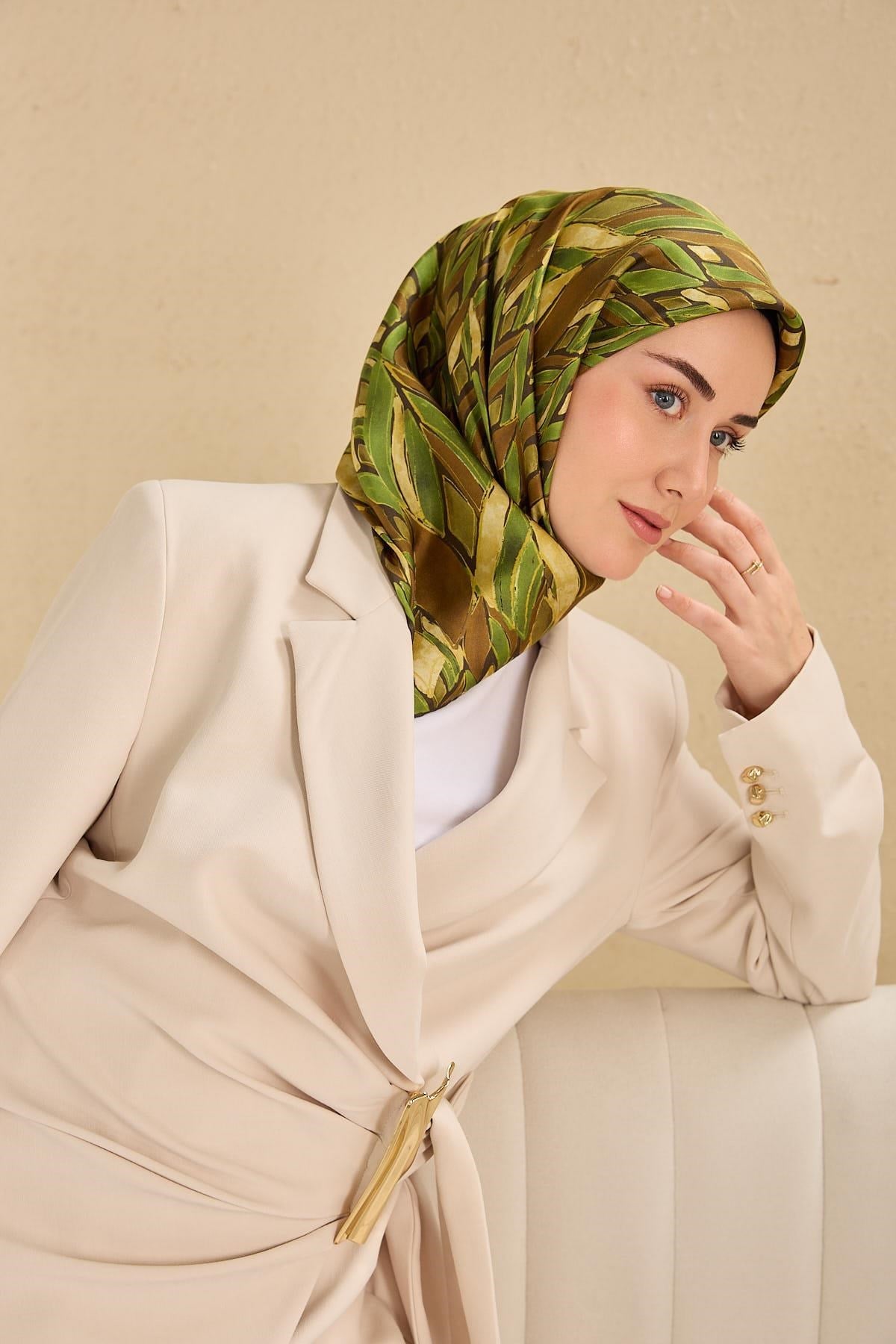 Twill İpek Eşarp Serenit Kahverengi 90x90