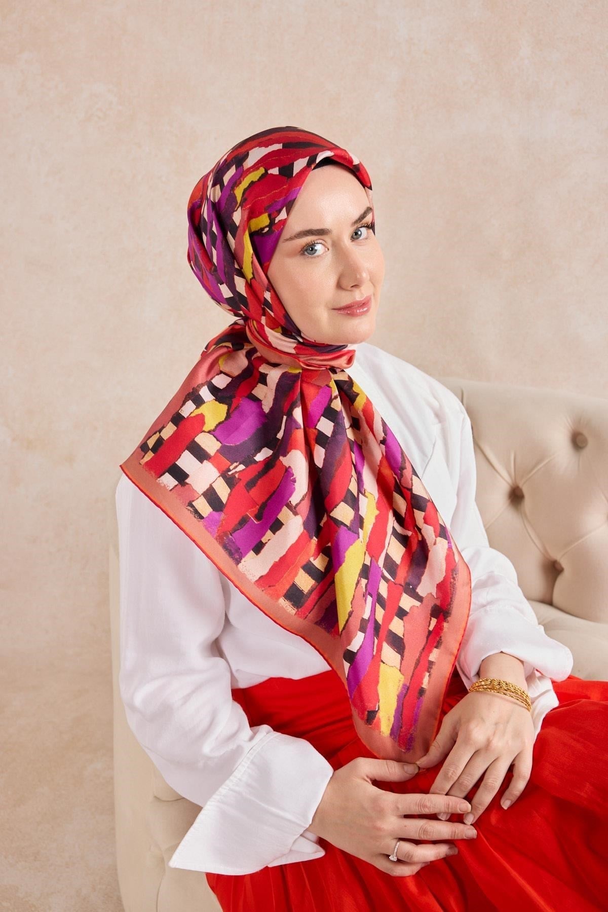 Twill İpek Eşarp Şerit Somon