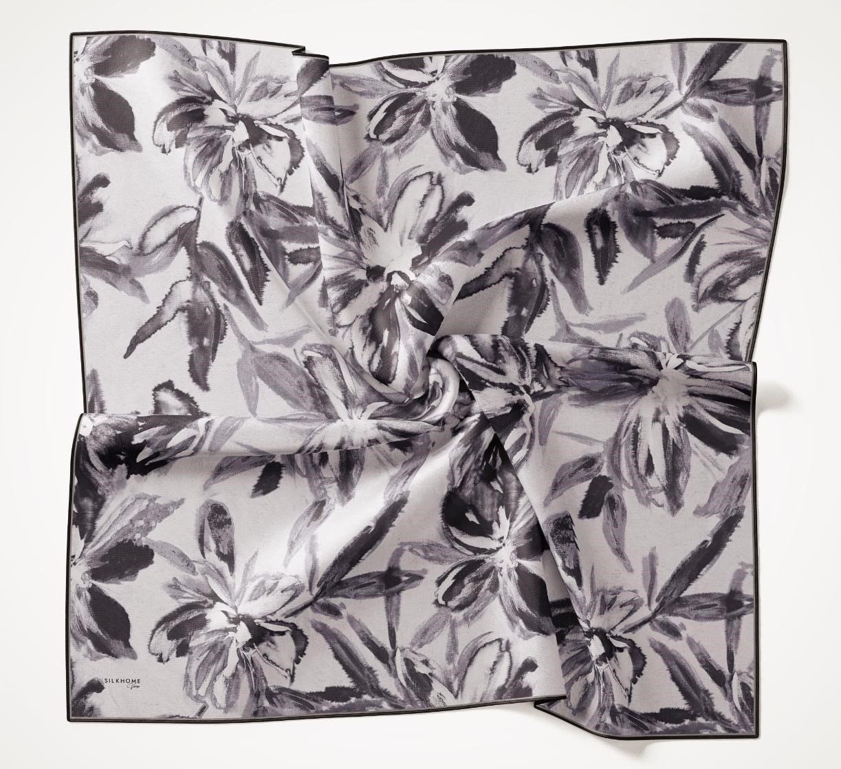 Twill İpek Eşarp Sulu Boya Gri 90x90