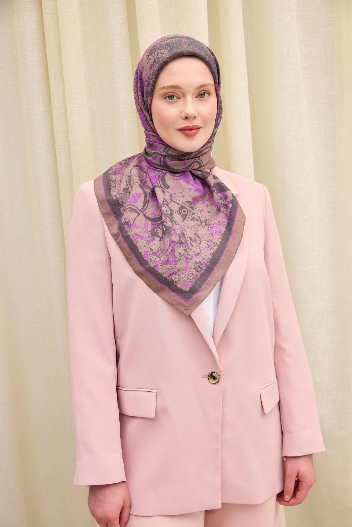 Velora Eşarp Art Koyu Vizon 90x90