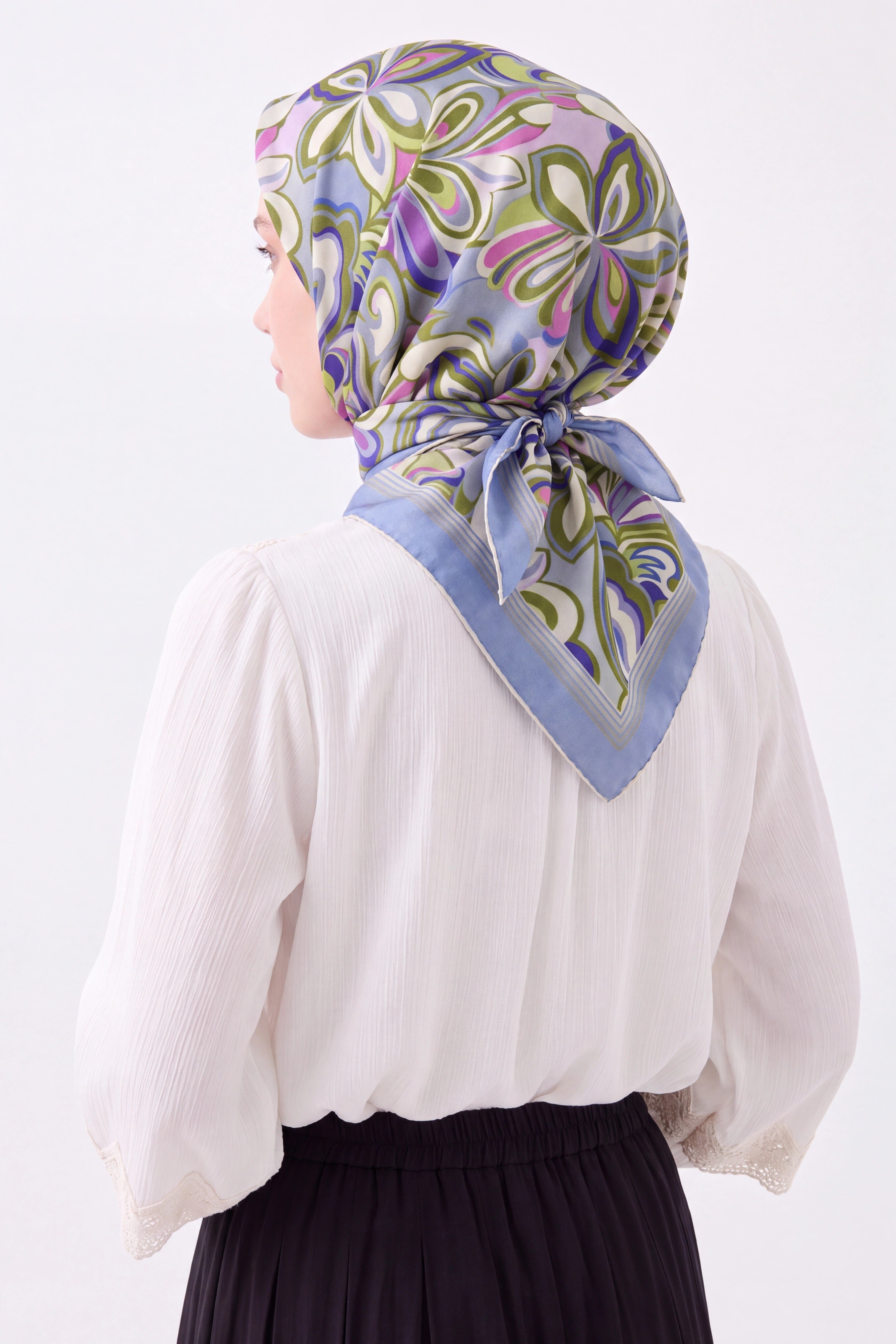 Velora Eşarp Aura Floral Bebe Mavisi
