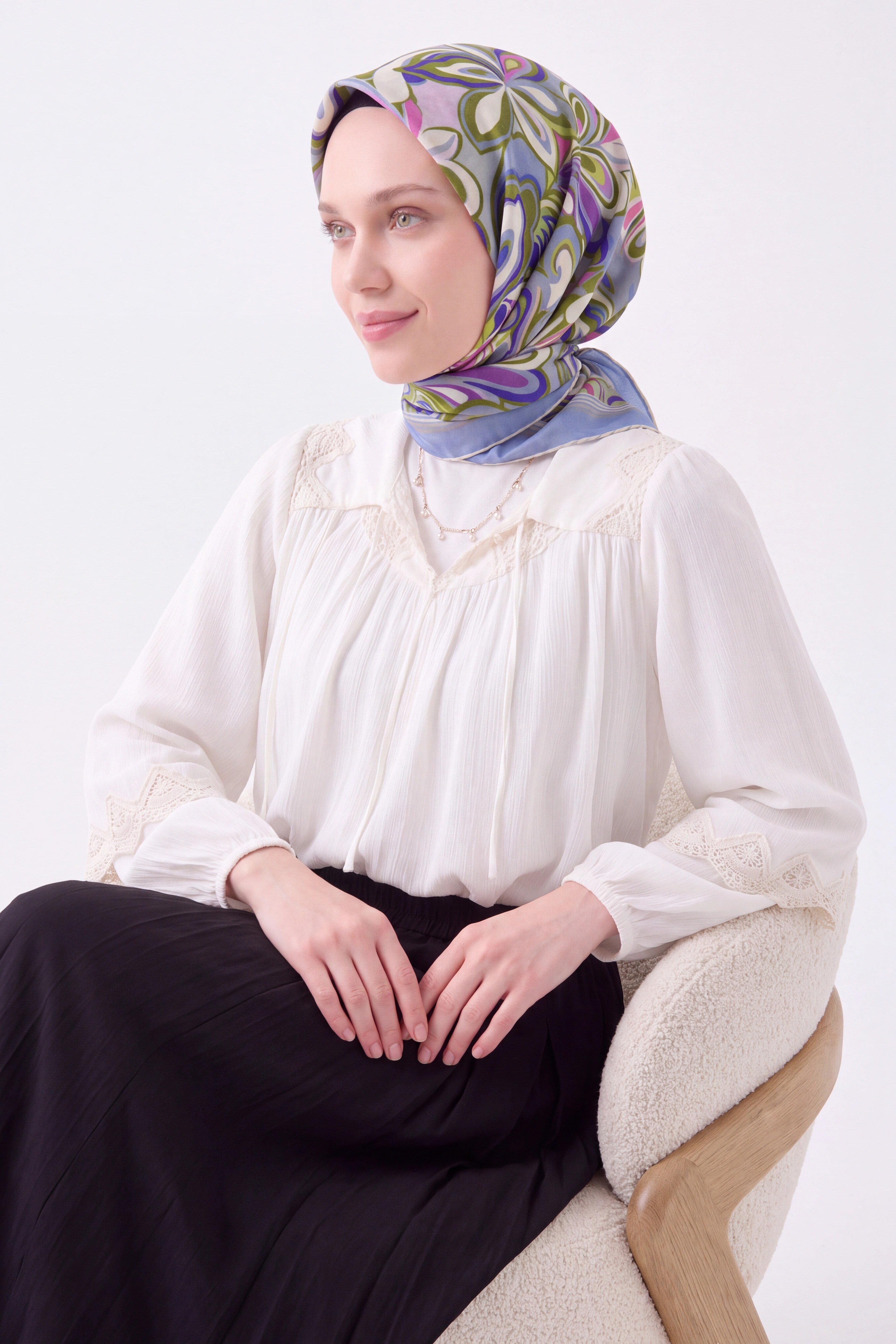 Velora Eşarp Aura Floral Bebe Mavisi