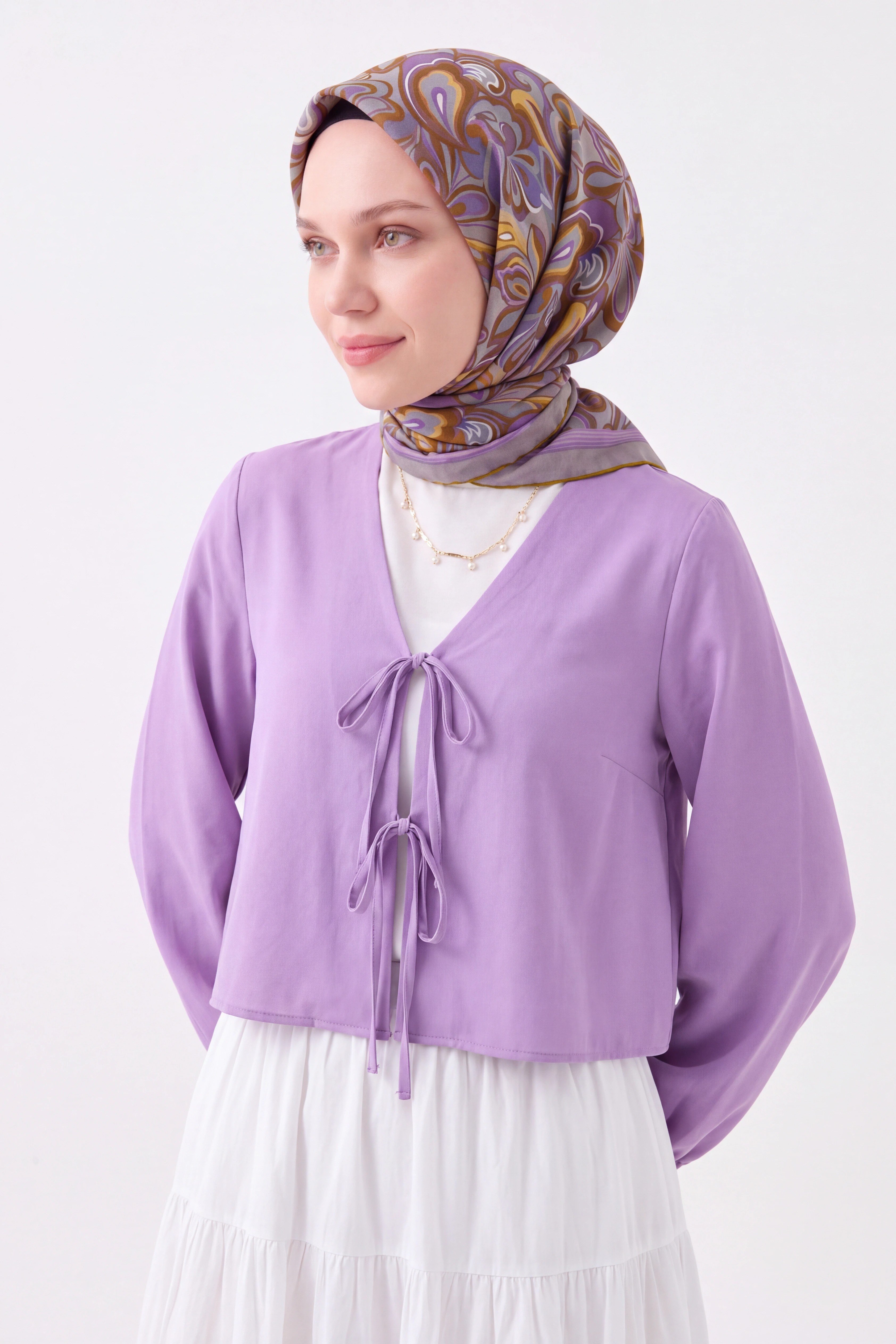 Velora Eşarp Aura Floral Koyu Gri