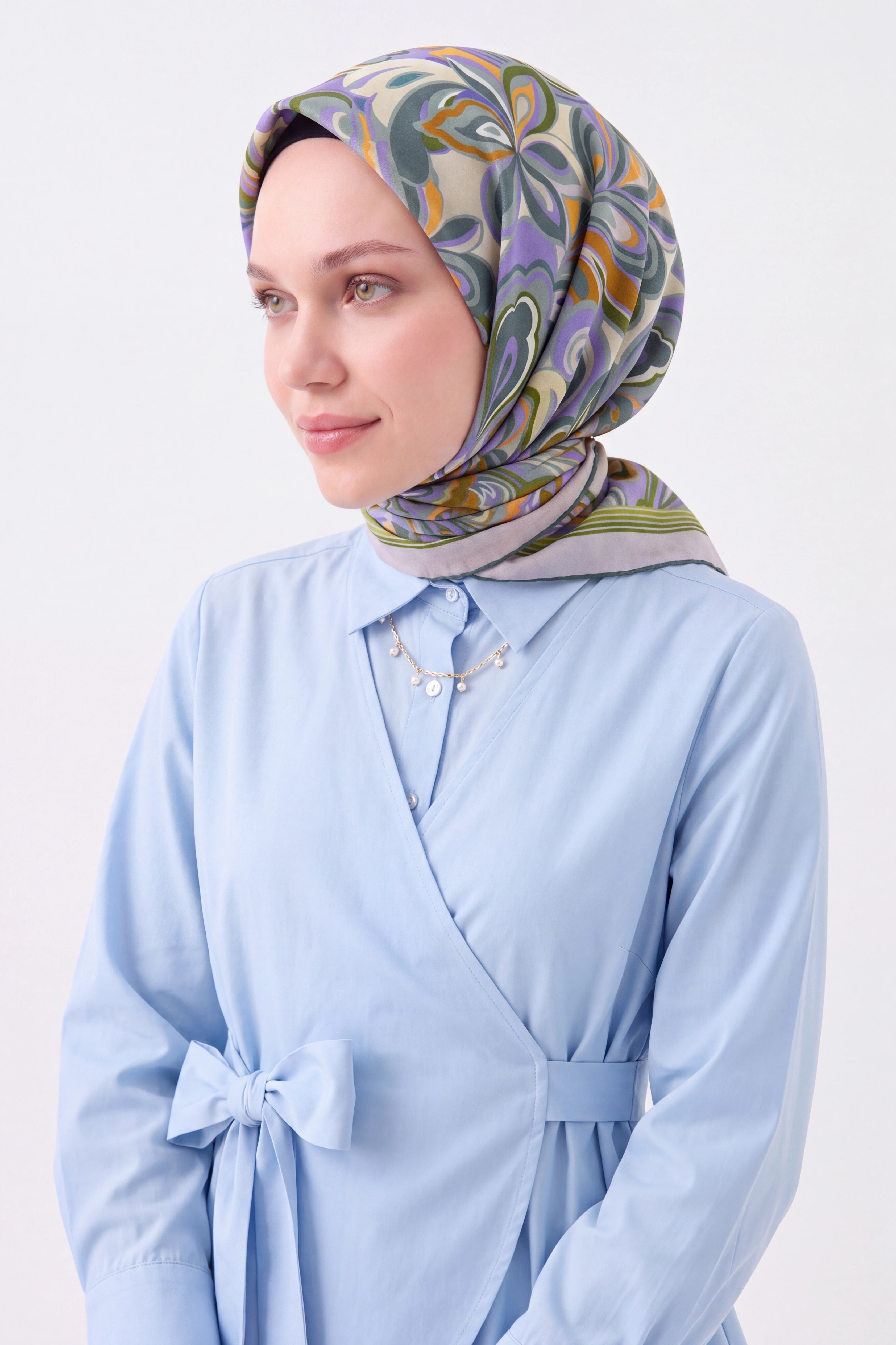Velora Eşarp Aura Floral Mor