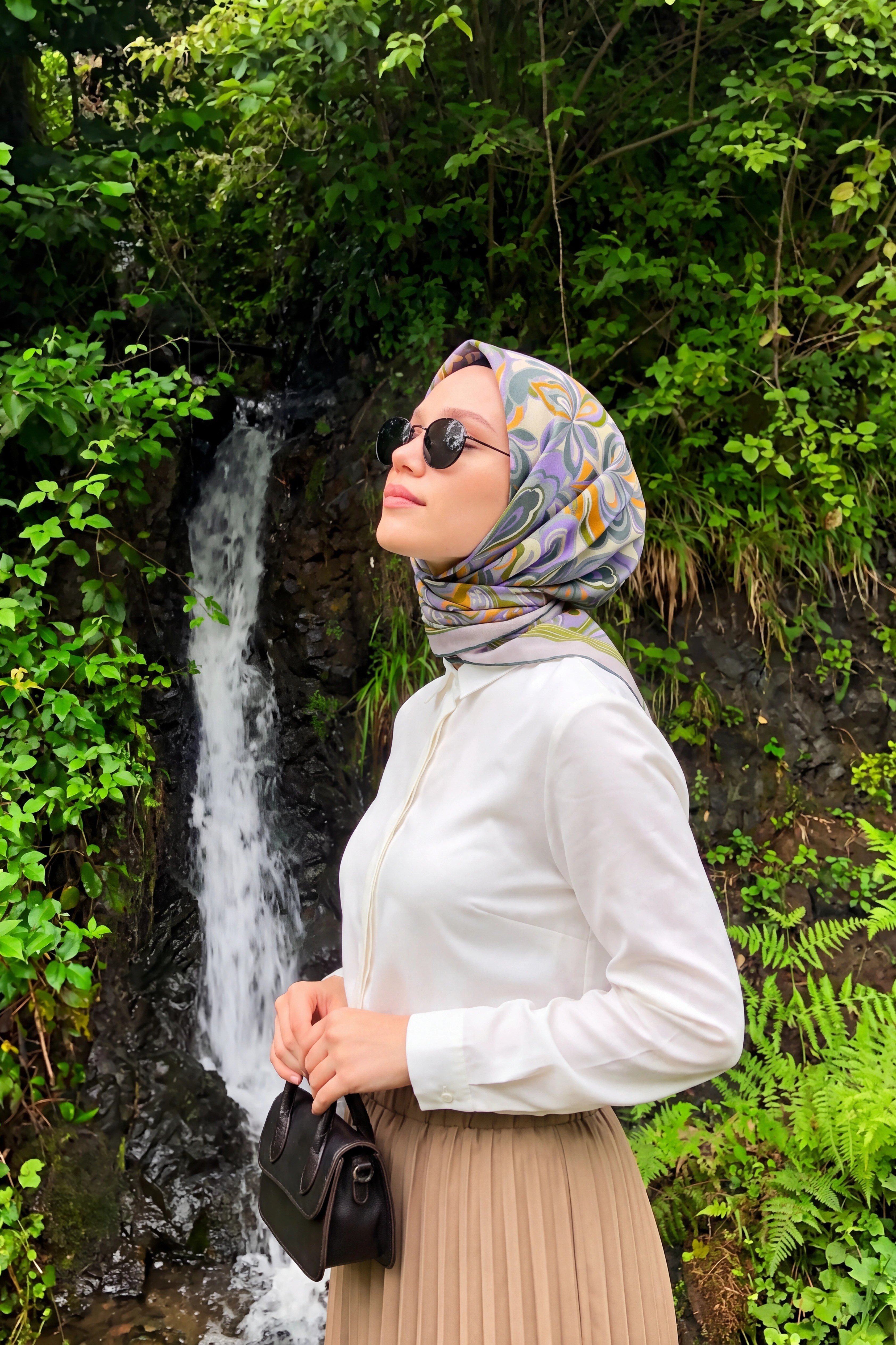 Velora Eşarp Aura Floral Mor