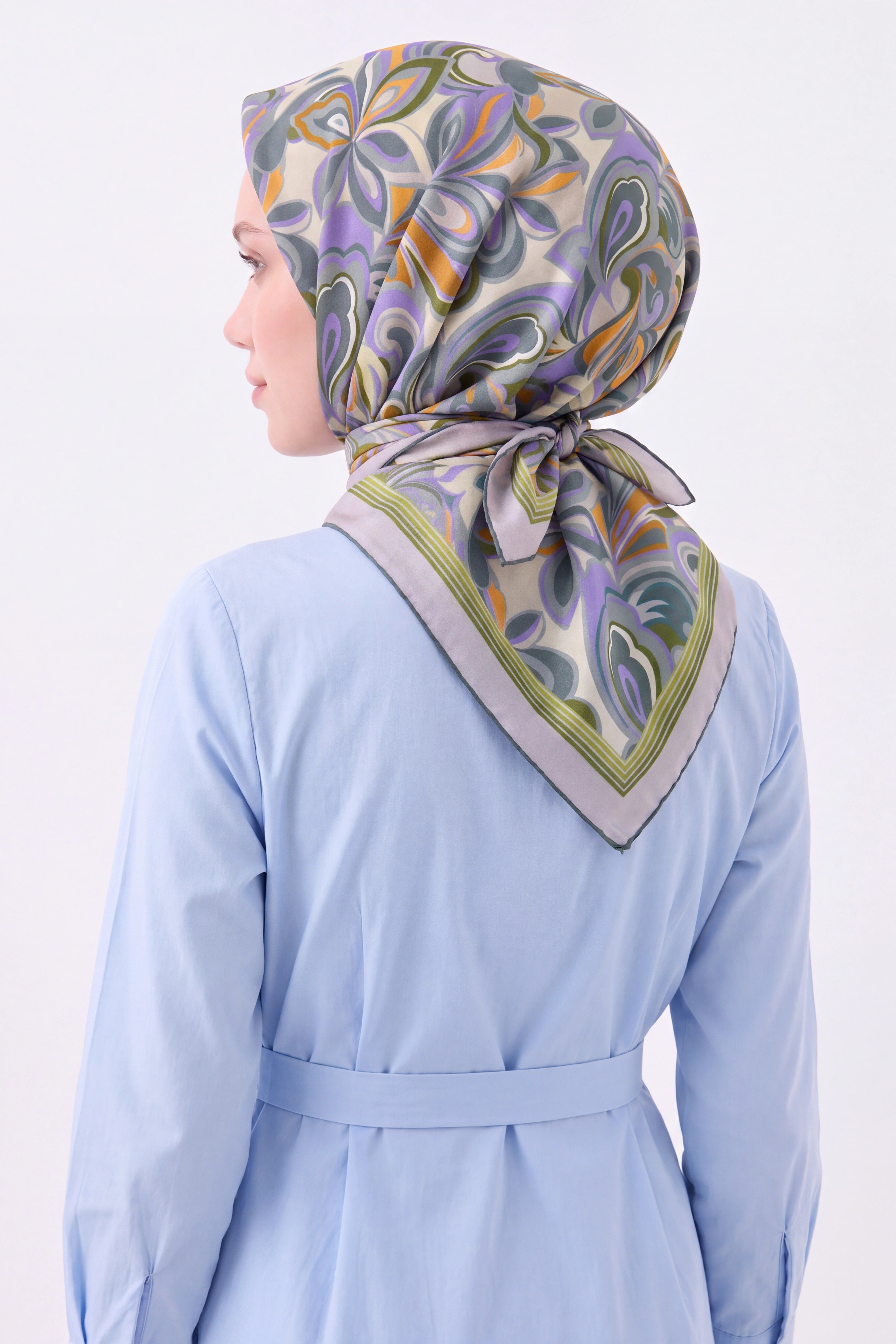 Velora Eşarp Aura Floral Mor