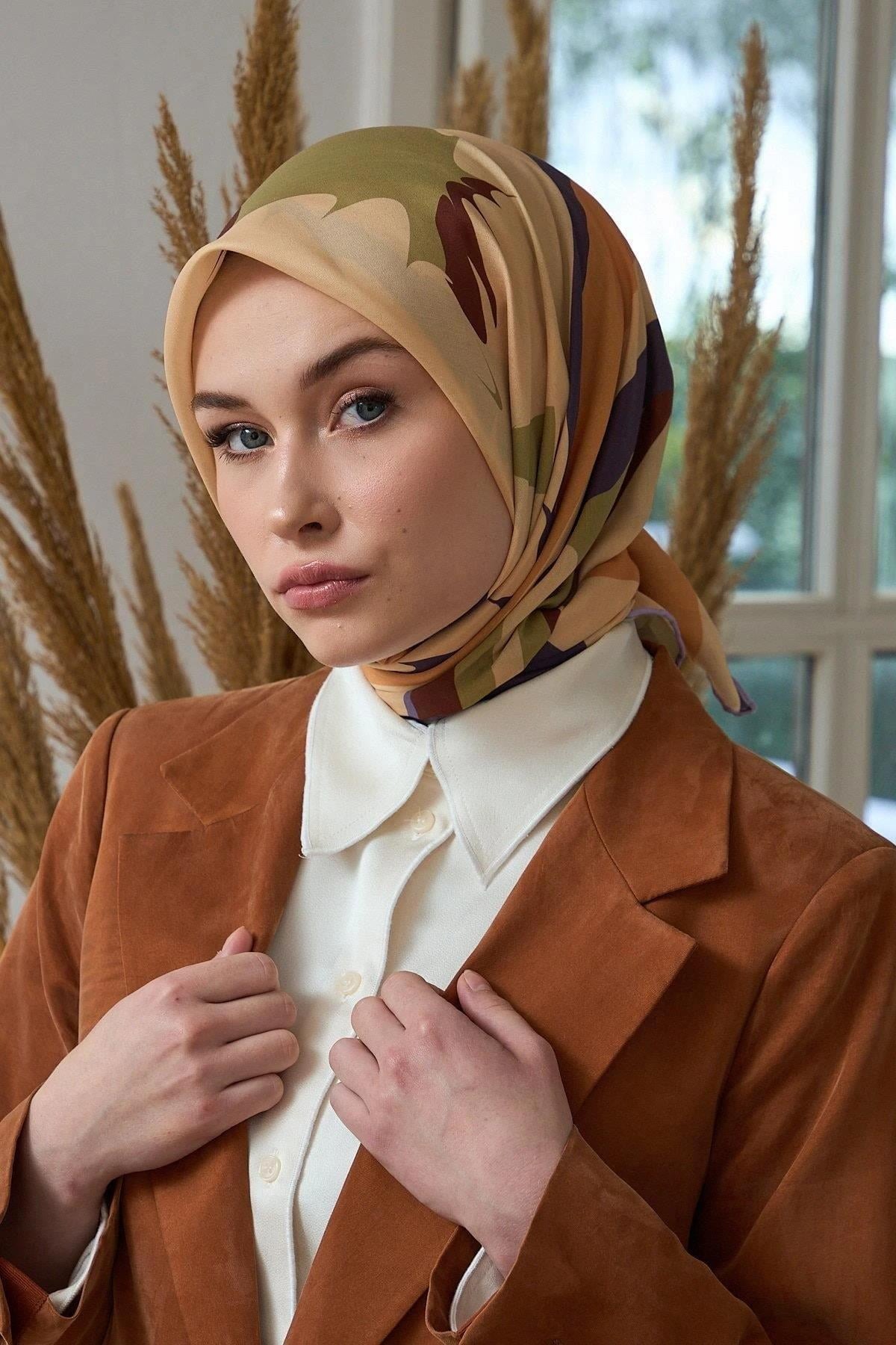 Yaz Işıltısı Koleksiyonu Soft Eşarp Patlıcan Mor Turuncu 1189-15
