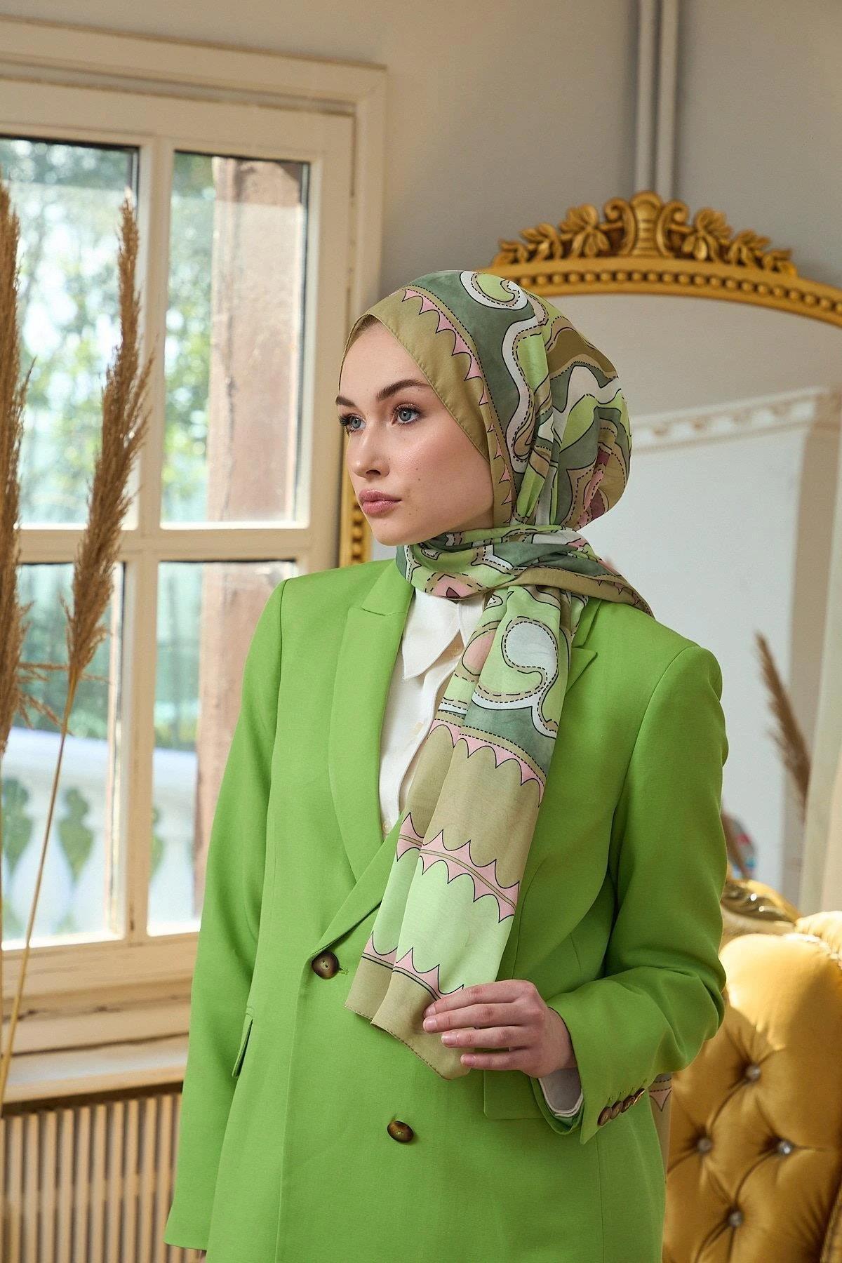 Yaz Işıltısı Koleksiyonu Soft Şal Haki Kahve 3045-01