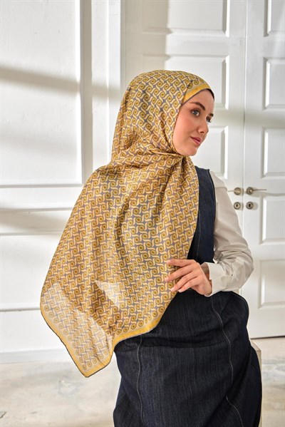 %100 Vual İpek Şal Desenli Hafif Dokulu 70x190