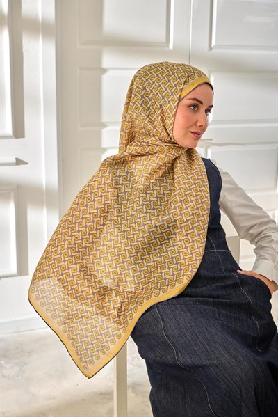 %100 Vual İpek Şal Desenli Hafif Dokulu 70x190