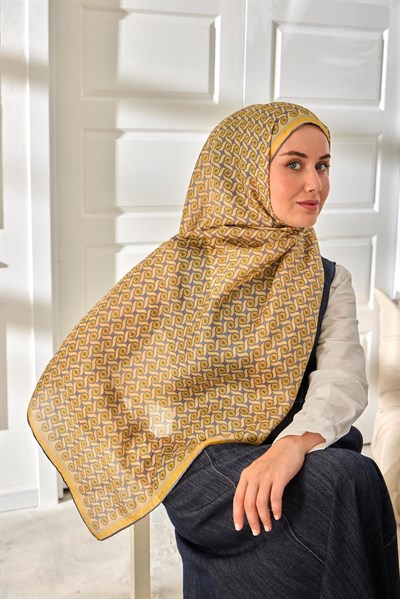 %100 Vual İpek Şal Desenli Hafif Dokulu 70x190