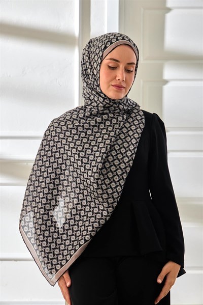 %100 Vual İpek Şal Desenli İnce Dokulu 70x190